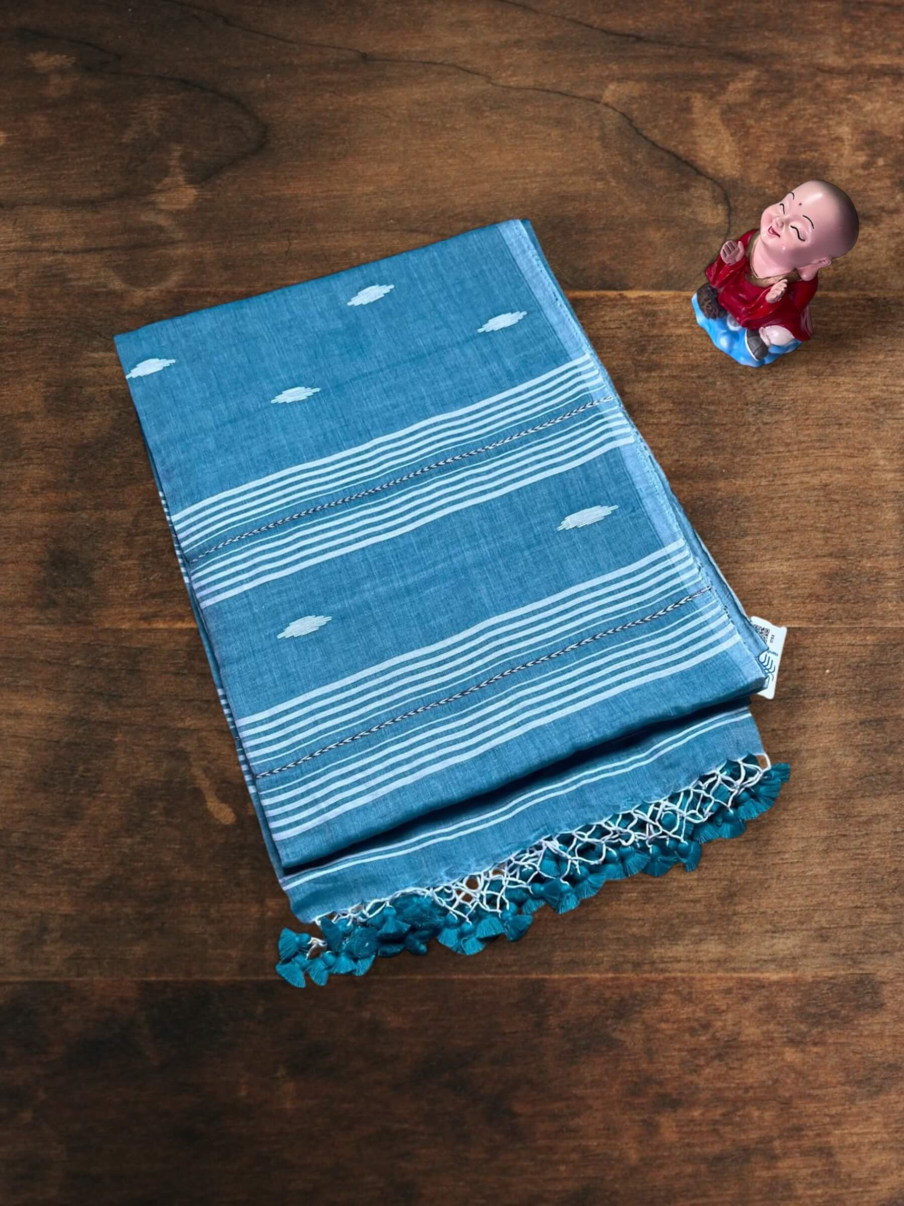 Handloom Mul Cotton Saree in Blue