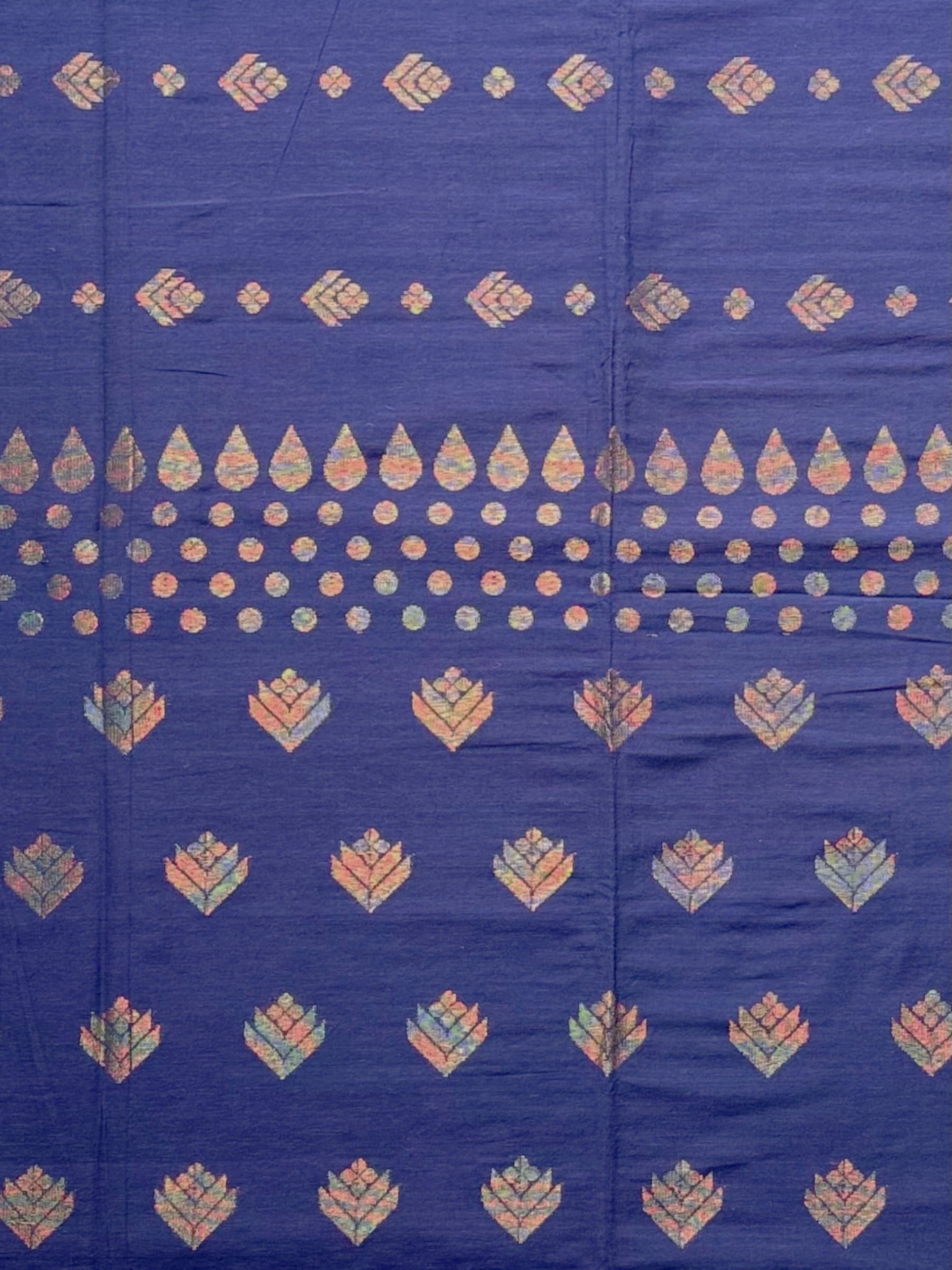 Organic Linen Saree in Blue
