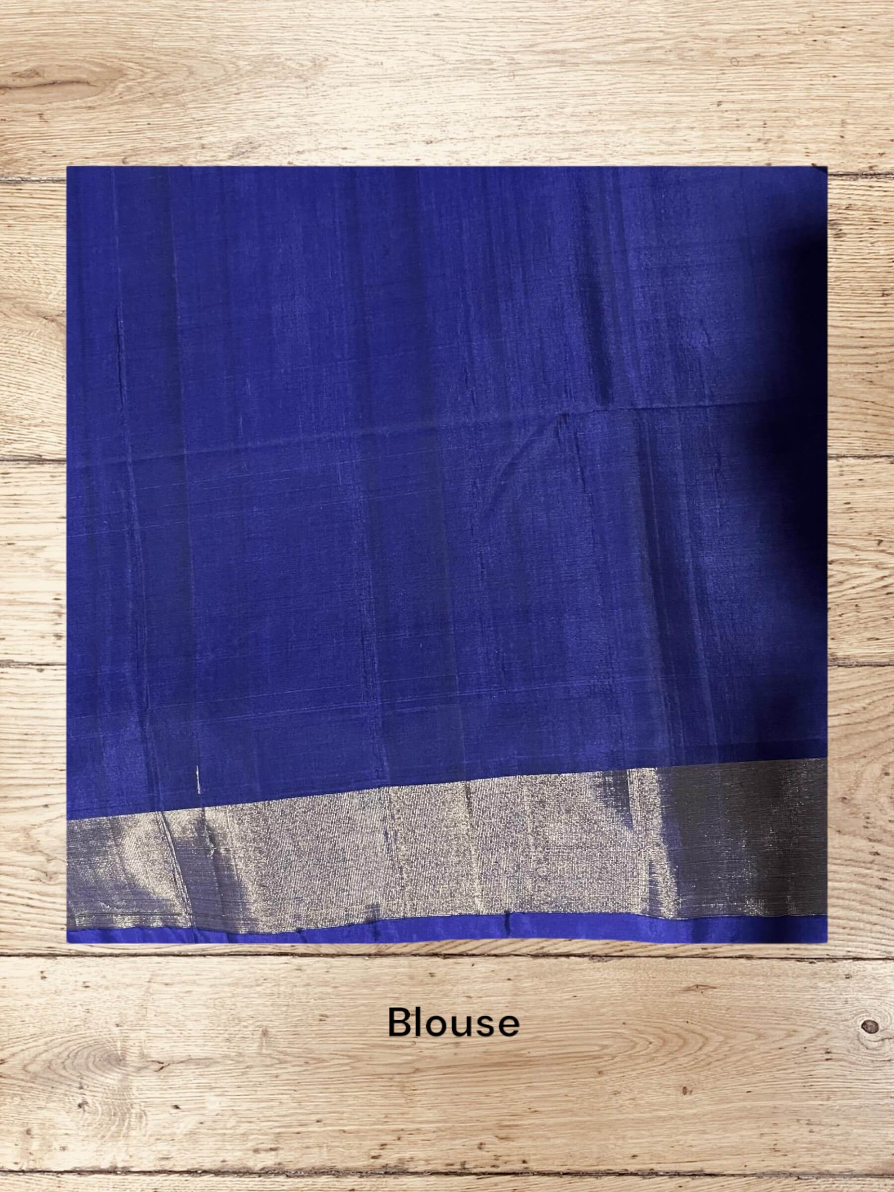 Handloom Pochampally Silk Cotton Saree Medium-Gray & Navy-Blue