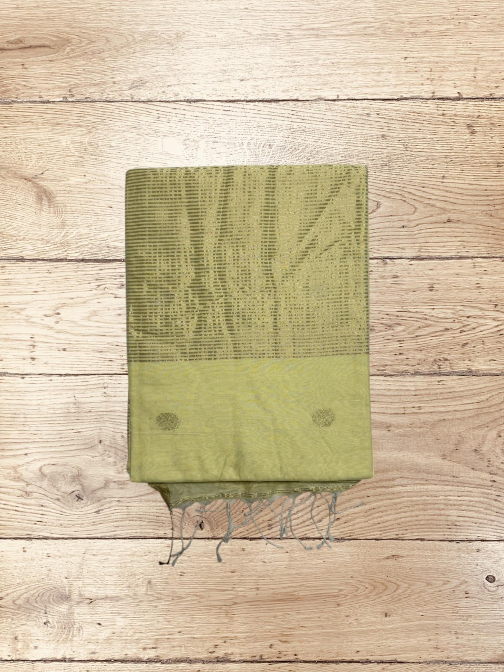 Handloom Mercerized Cotton Saree in Yellow