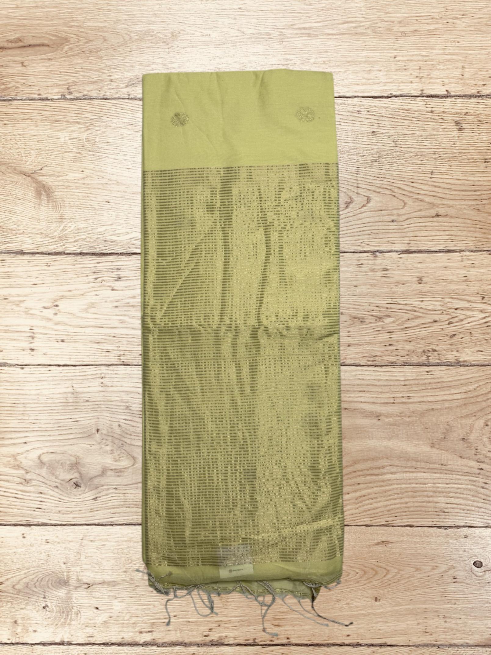 Handloom Mercerized Cotton Saree in Yellow