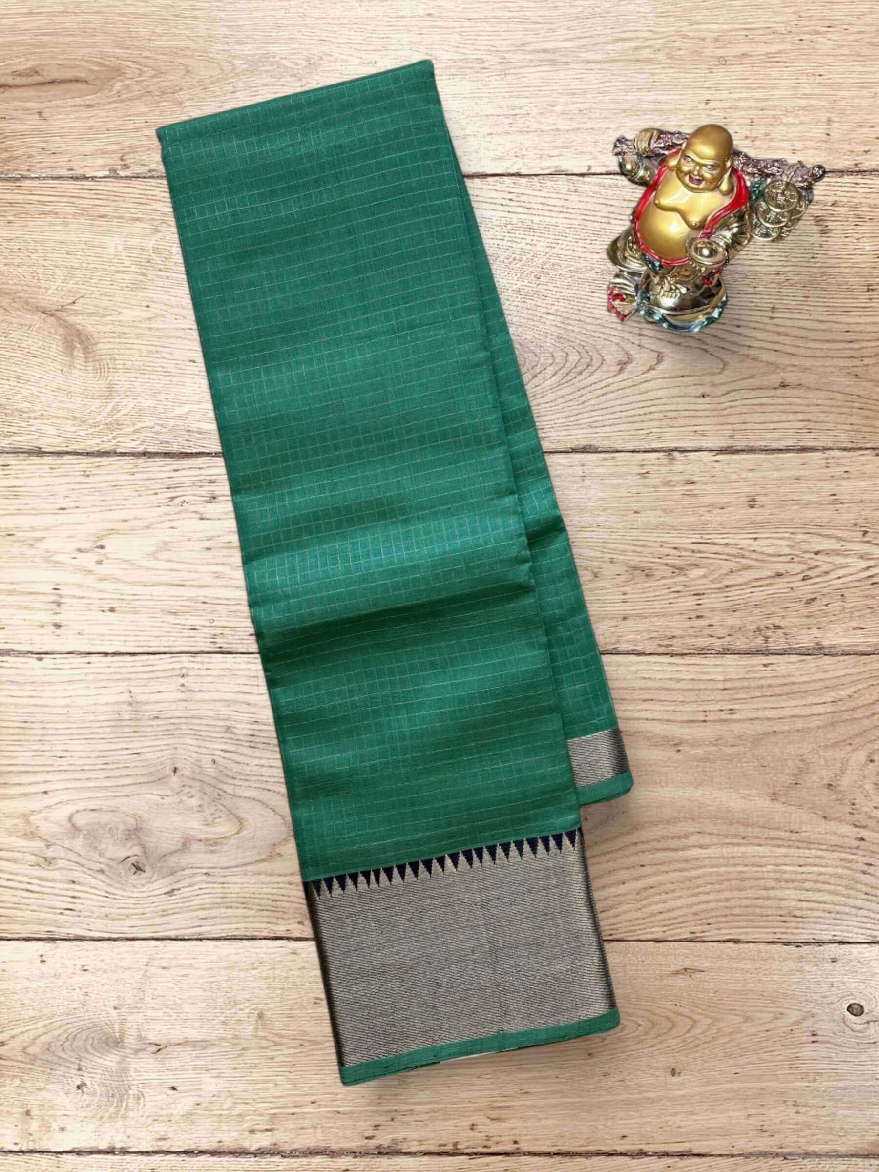 Handloom Mangalagiri Silk Cotton Saree in Green