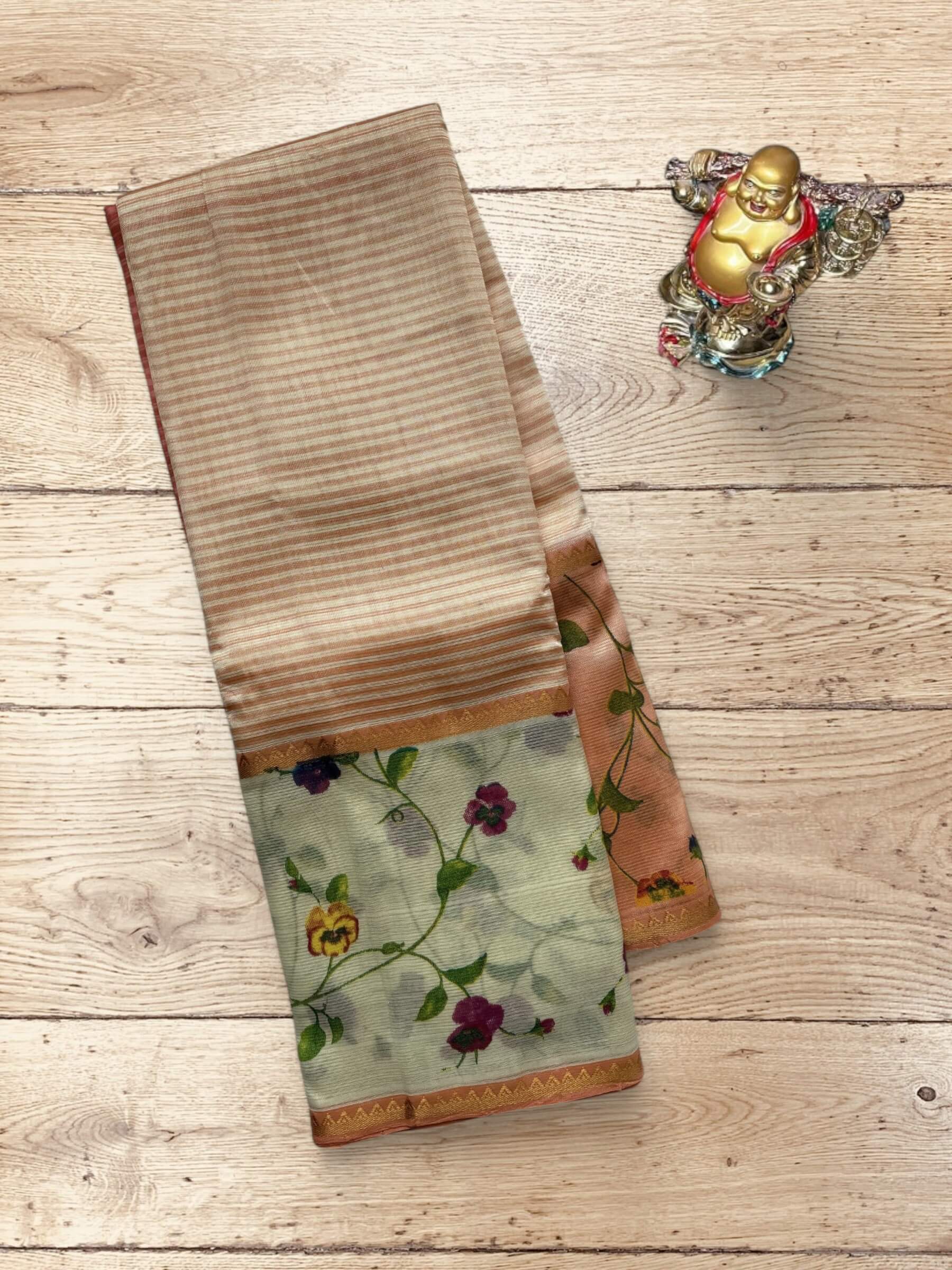 Handloom Mangalagiri Silk Cotton Saree in Beige