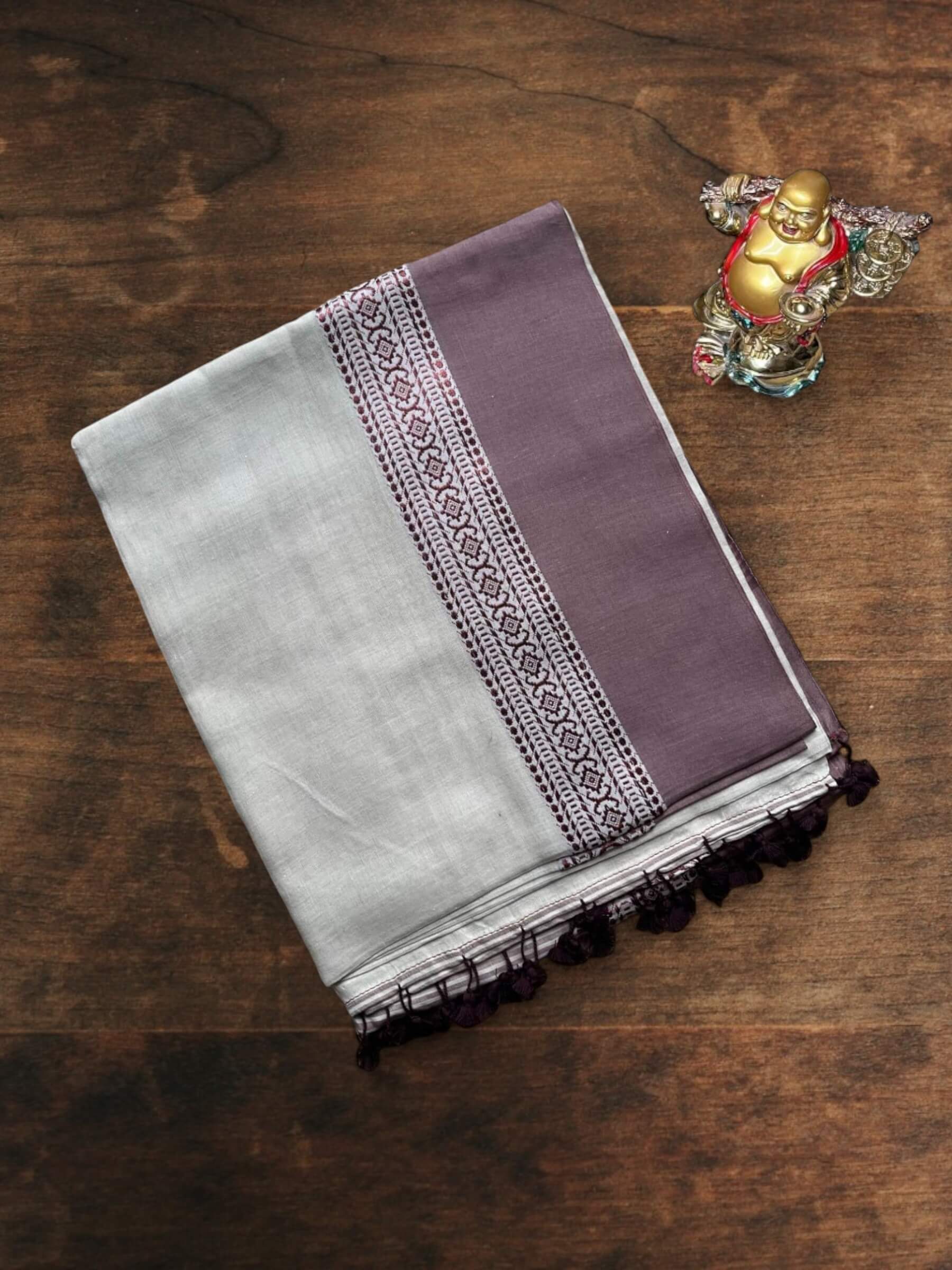 Handloom Soft Cotton Saree in Beige and Brown