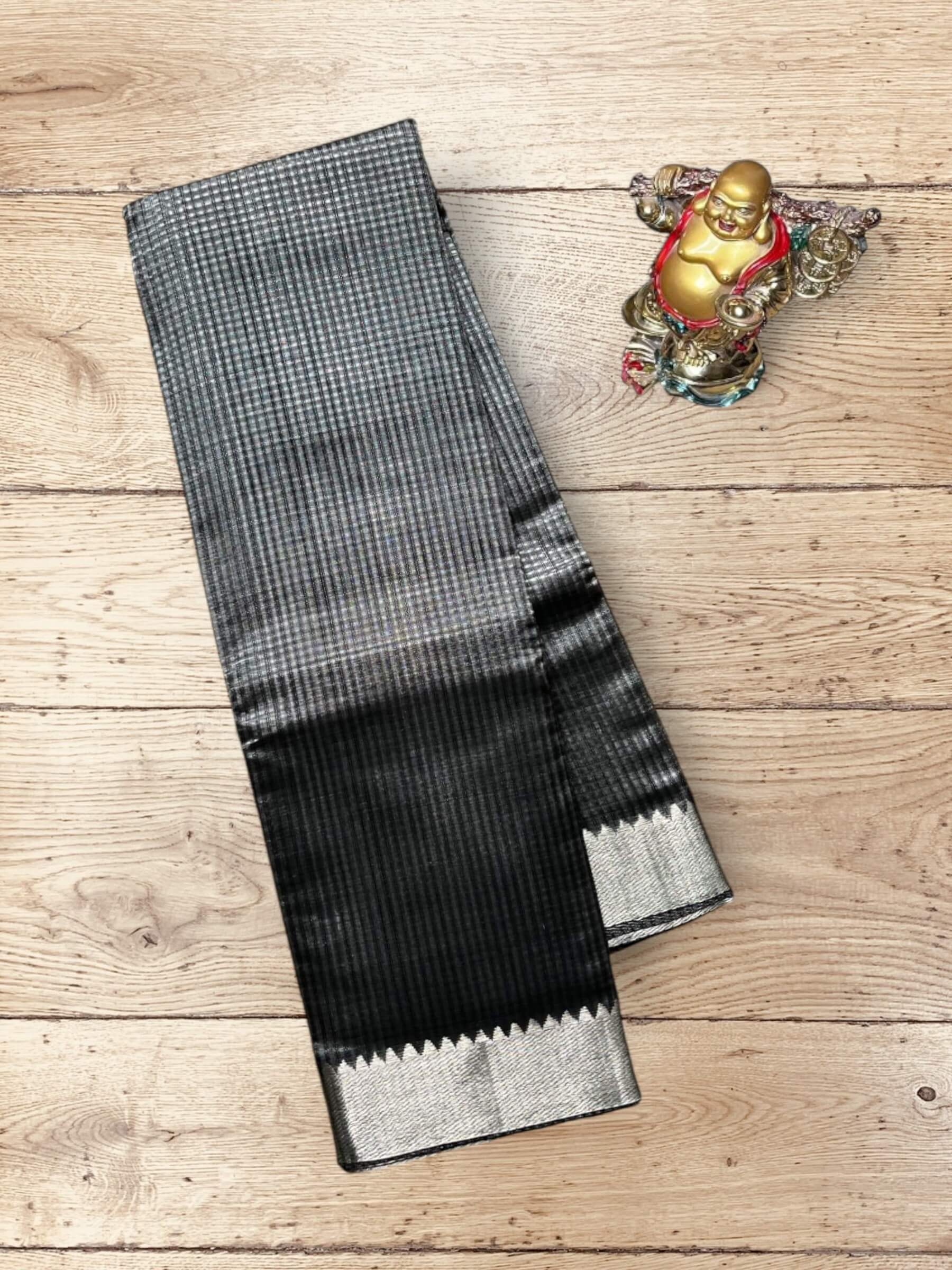 Handloom Mangalagiri Silk Cotton Saree in Black