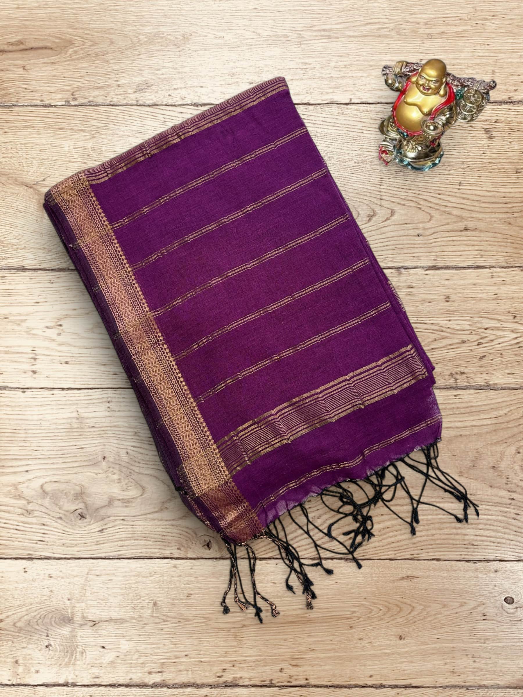 Handloom Cotton Saree in Purple
