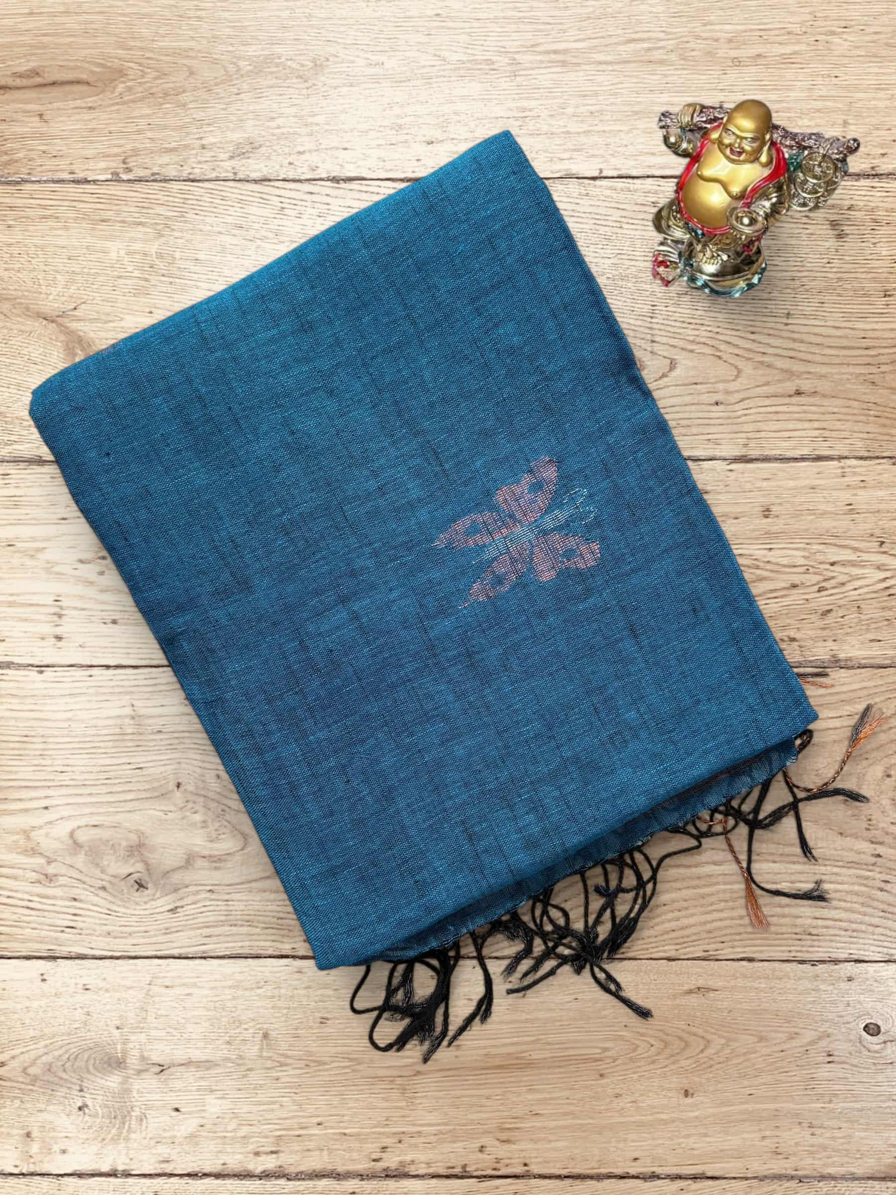 Handloom Linen Saree in Blue