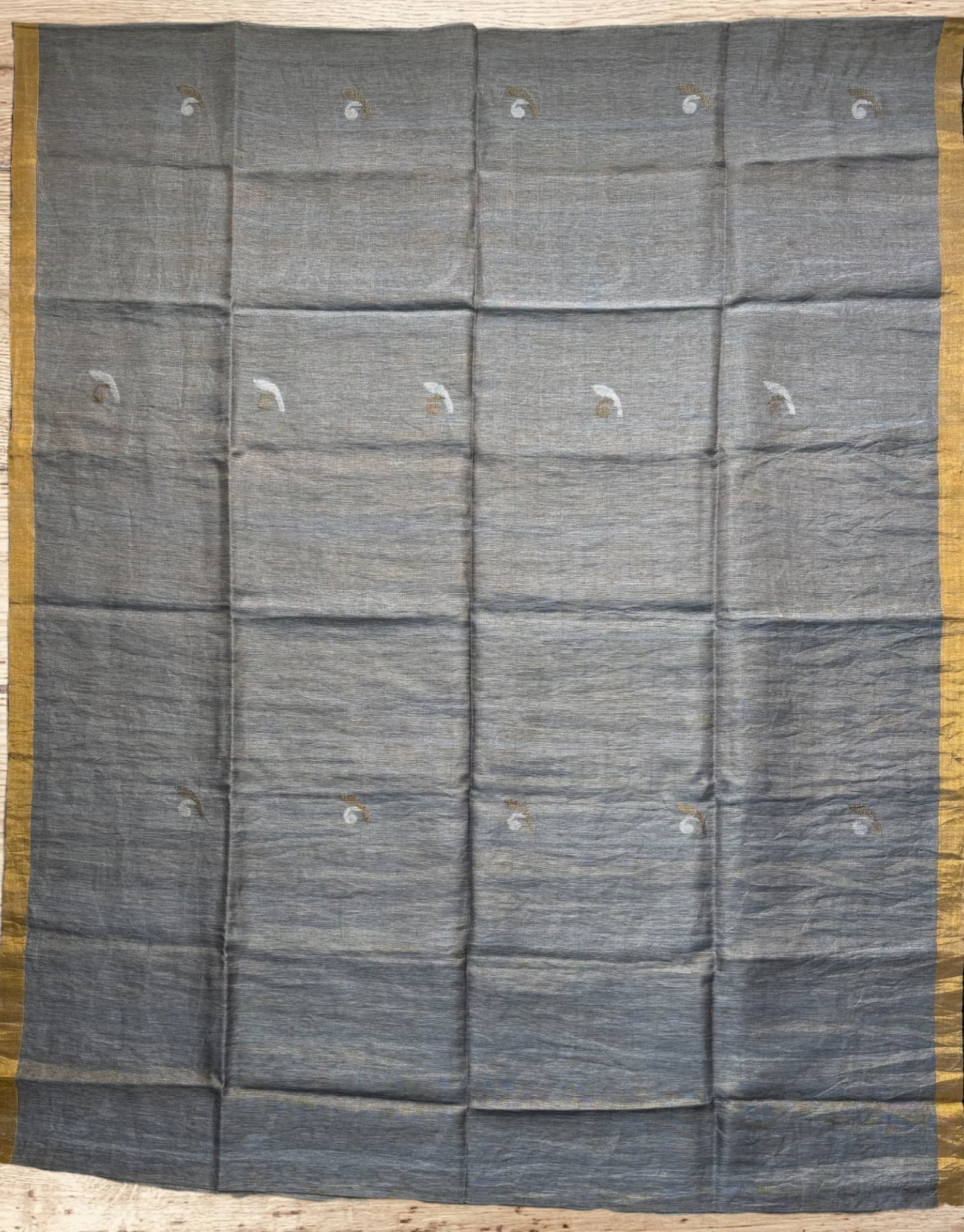 Handloom Tissue Linen Saree in Grey