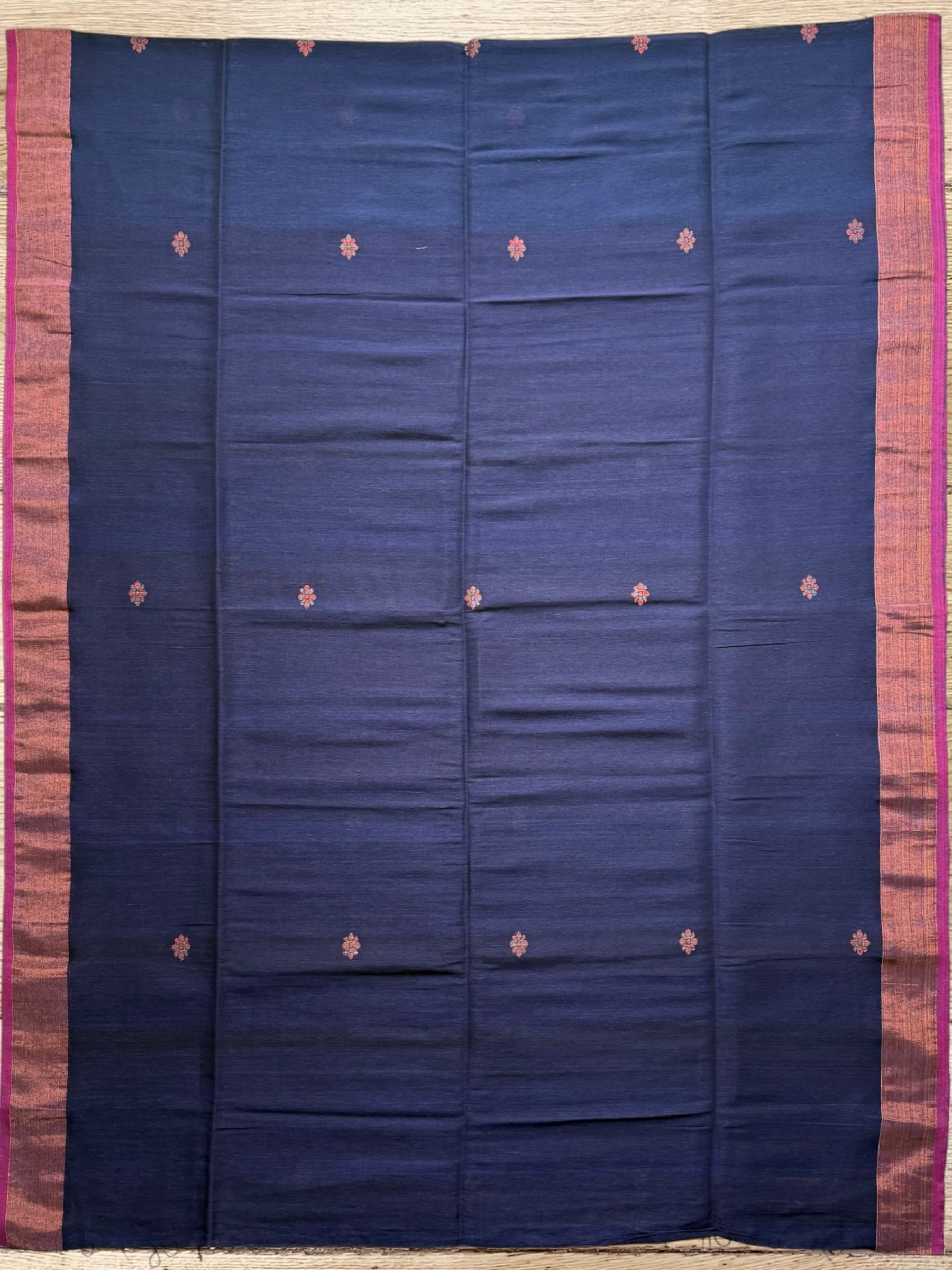 Handloom Organic Linen Banarasi Saree in Blue