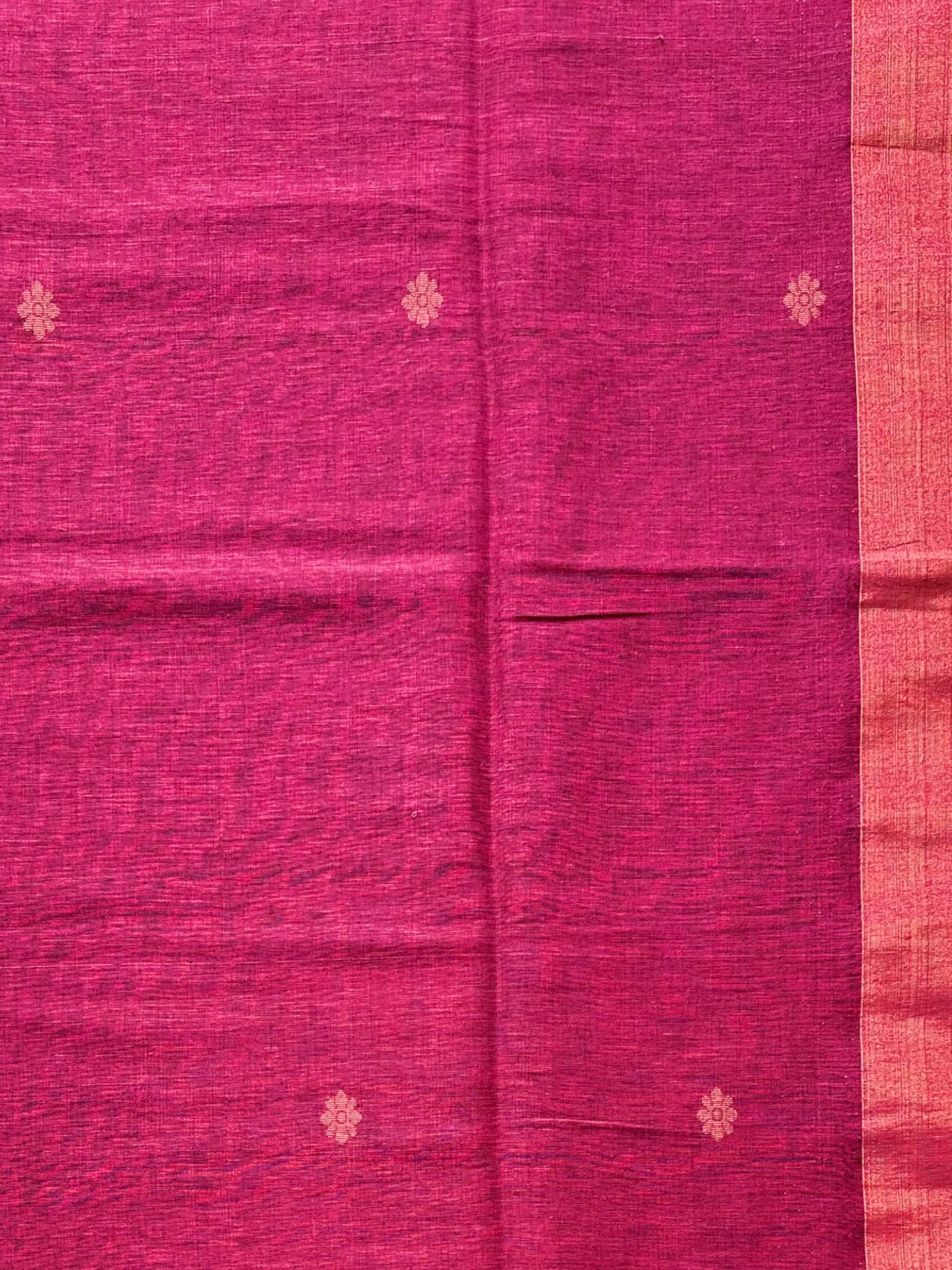 Handloom Organic Linen Banarasi Saree in Pink