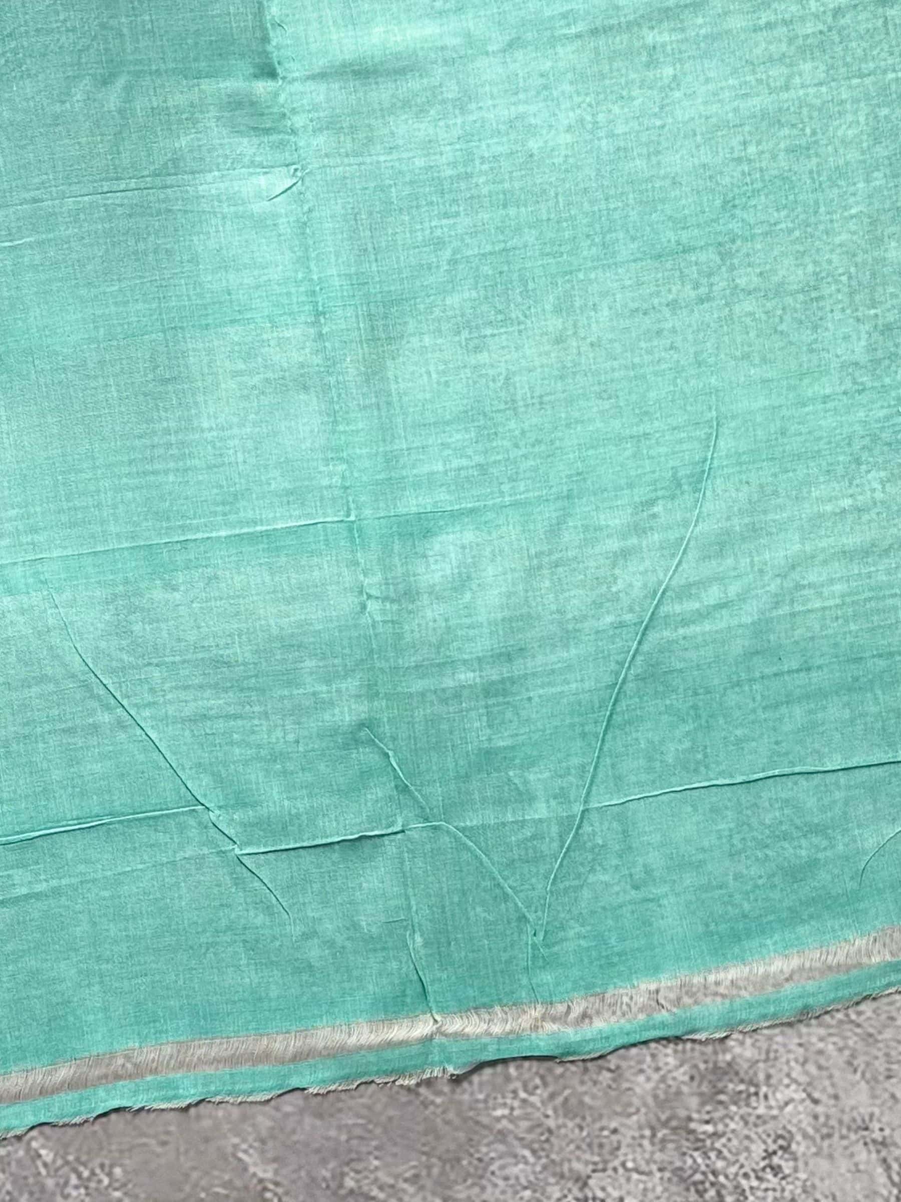 Handloom Bengal Cotton Jamdani Saree in Mint Green