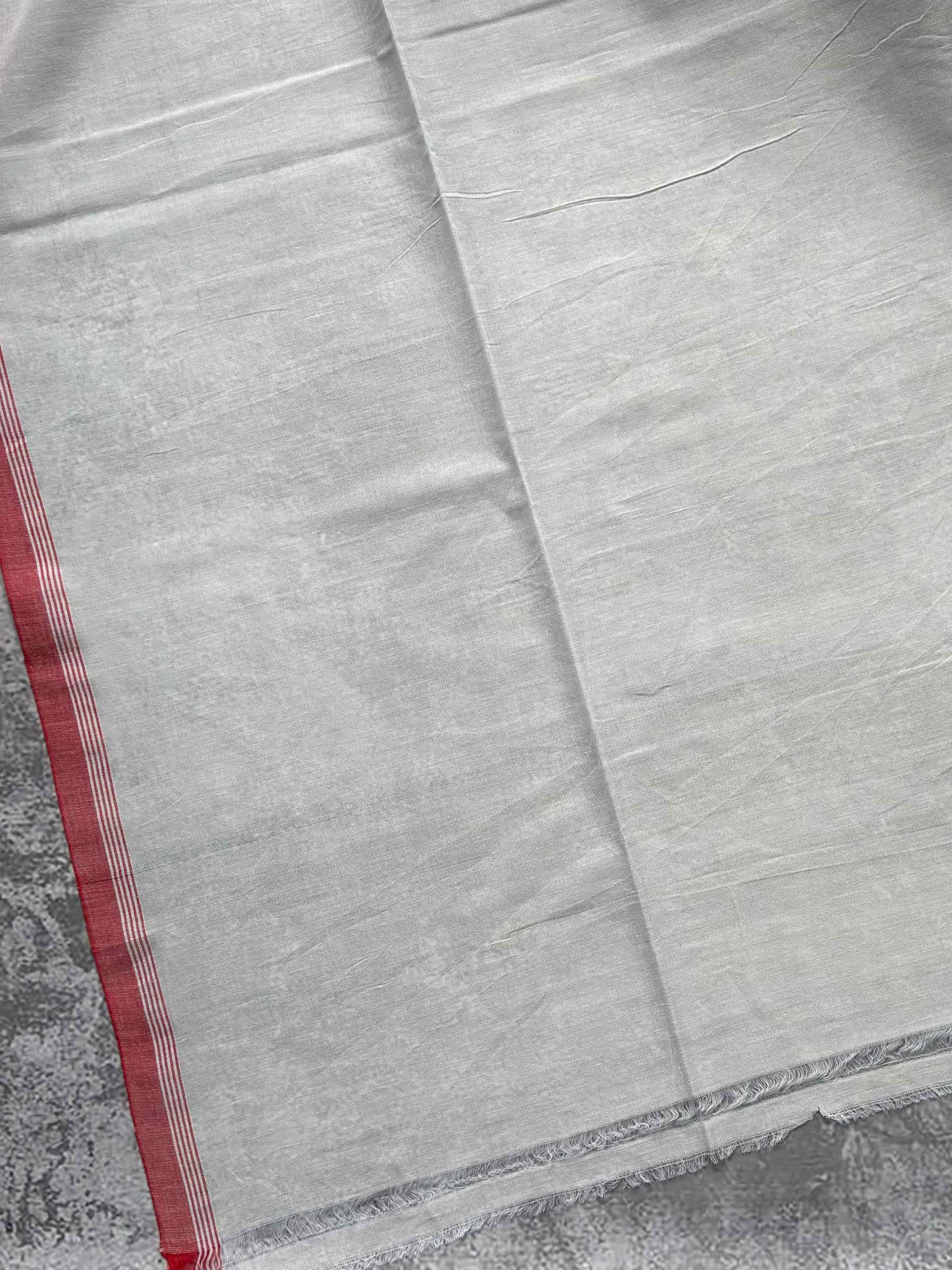 Handloom Bengal Cotton Jamdani Saree in Off White with Red Butis