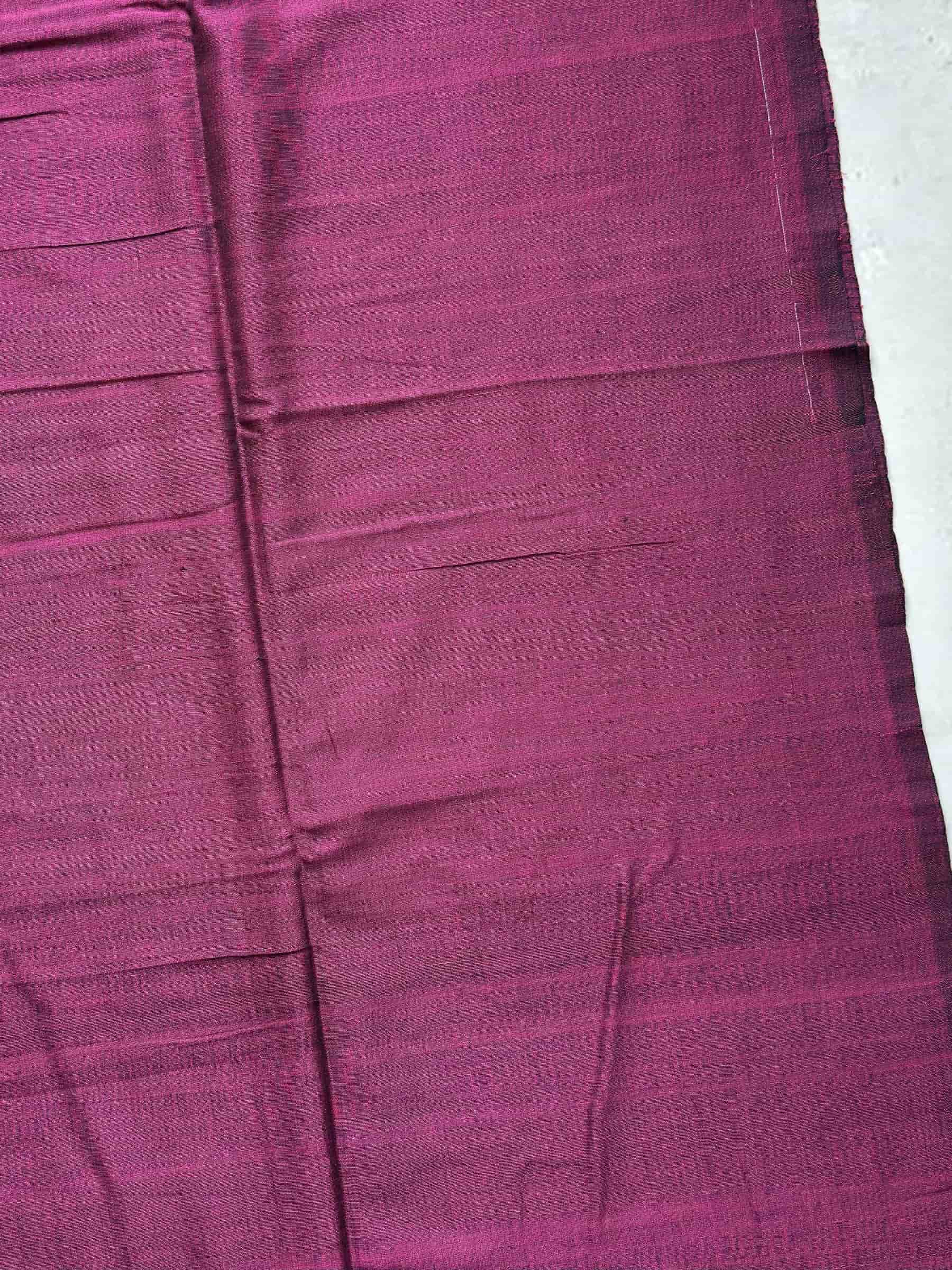 Handloom Bengal Cotton Saree – Deep Wine With Multicolor Butti