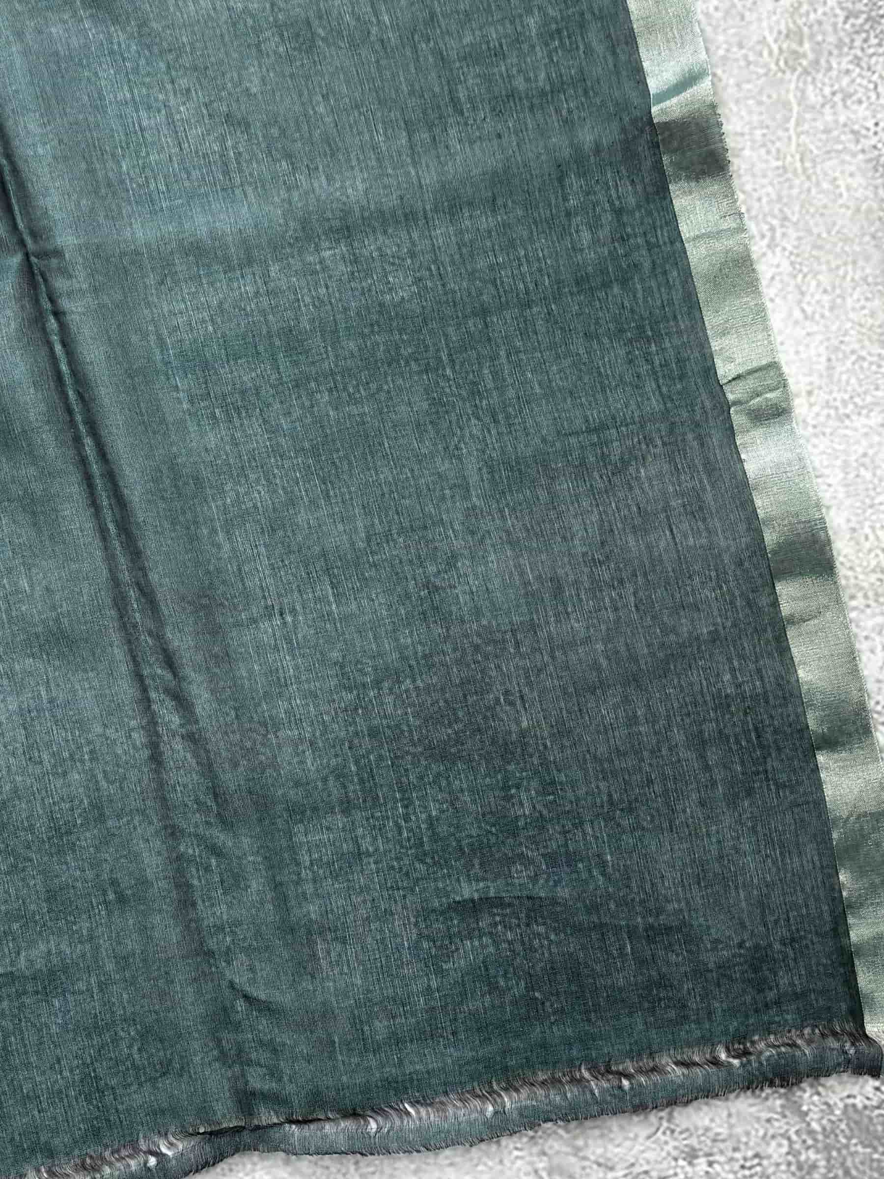 Handloom Mercerized Cotton Jamdani Saree in Bottle Green