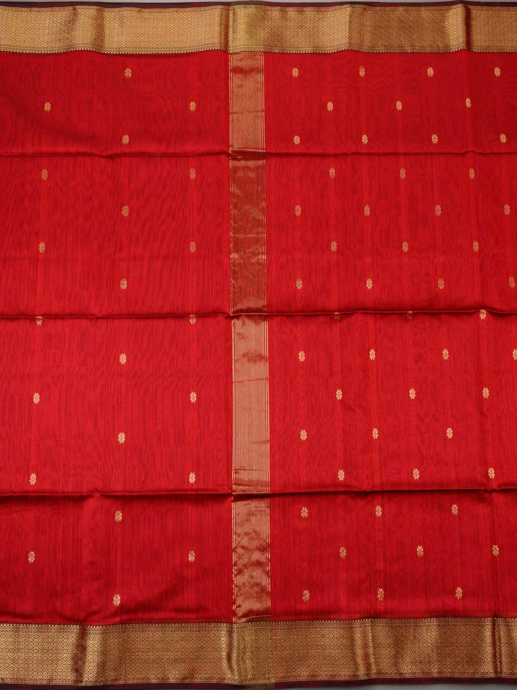 Handloom Maheshwari Silk Cotton Saree in Red with Zari Butta