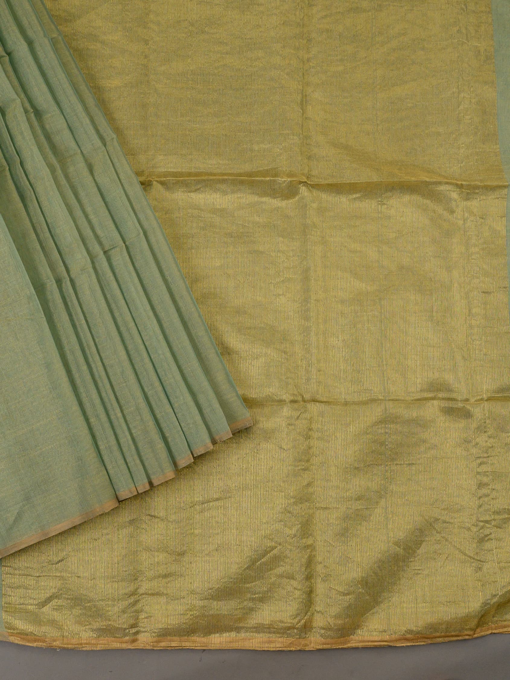 Handloom Tissue Silk Saree in Light Green and Gold