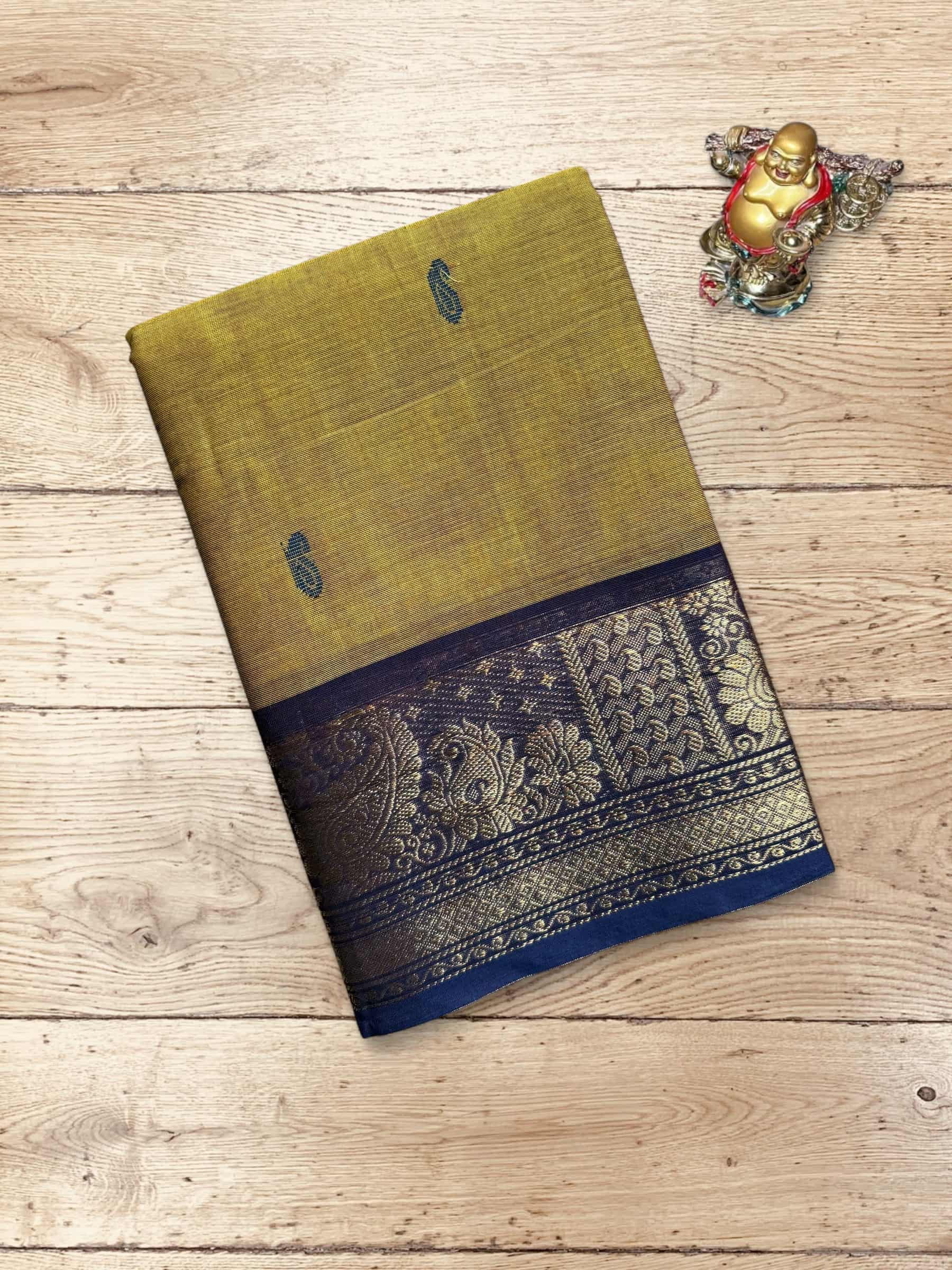 Kanchi Cotton Saree in Golden Yellow