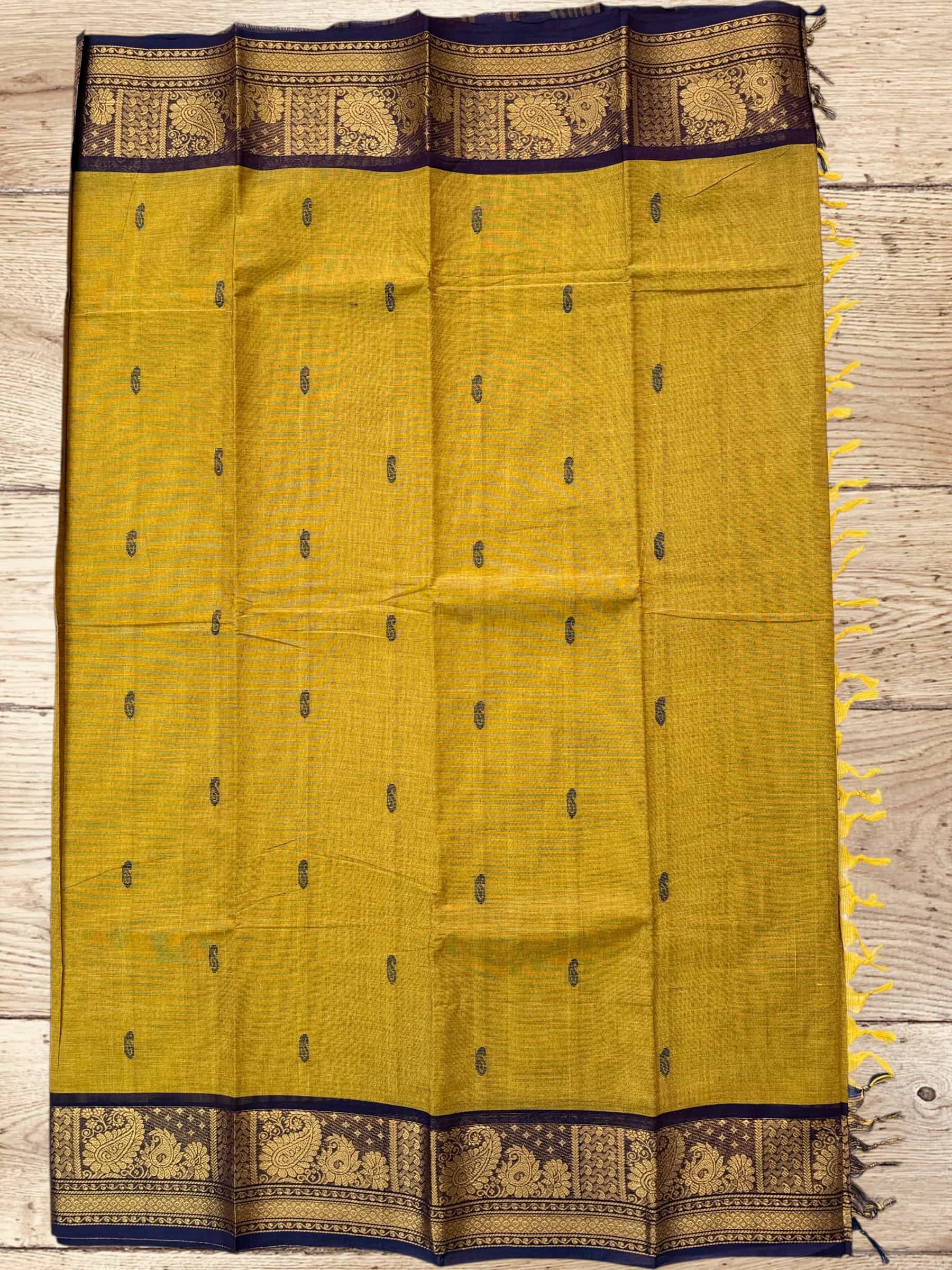 Kanchi Cotton Saree in Golden Yellow