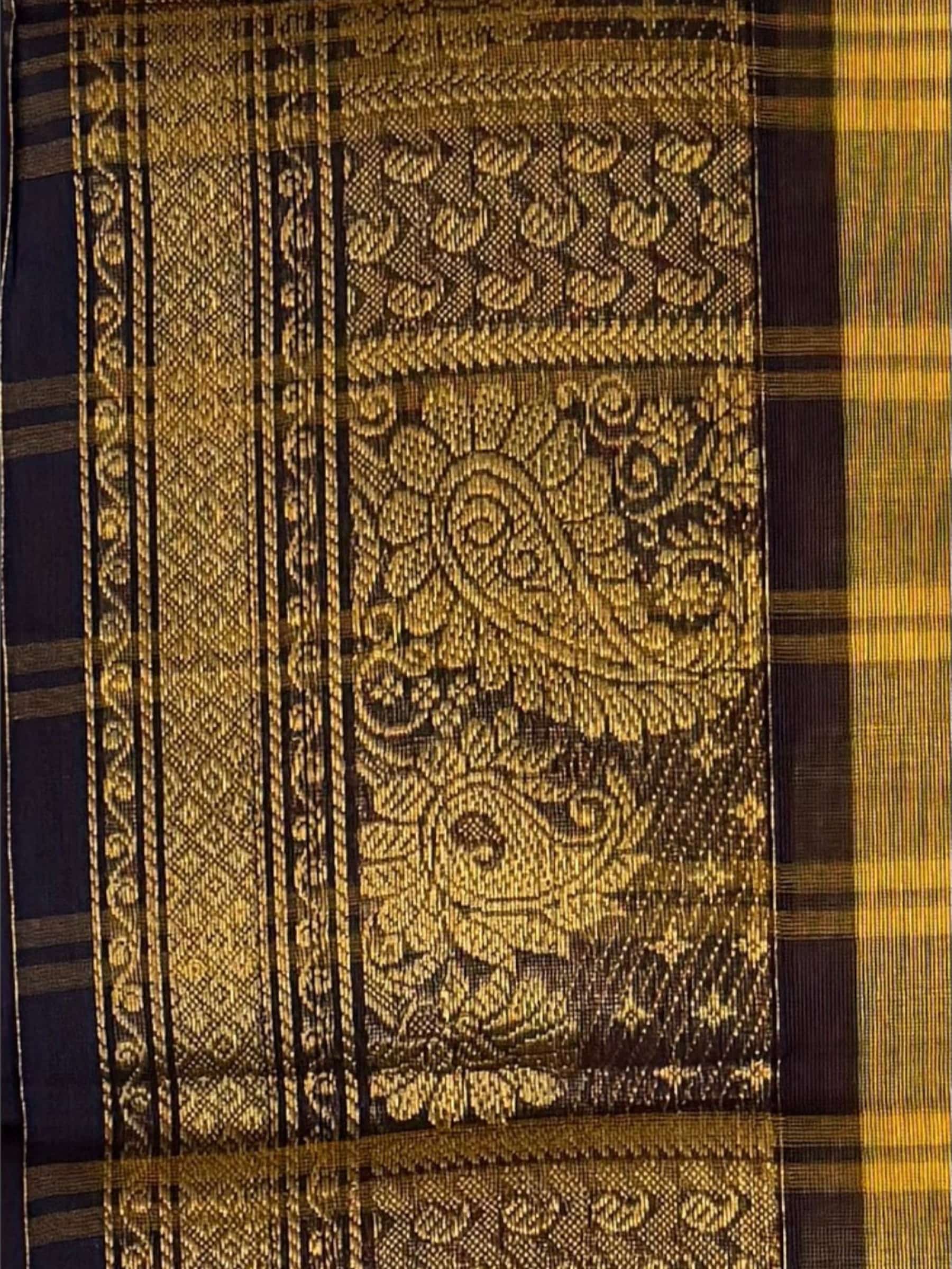 Kanchi Cotton Saree in Golden Yellow