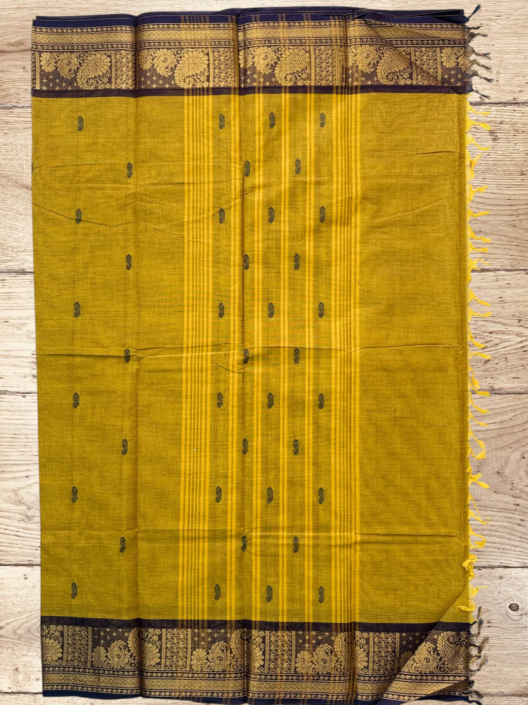 Kanchi Cotton Saree in Golden Yellow