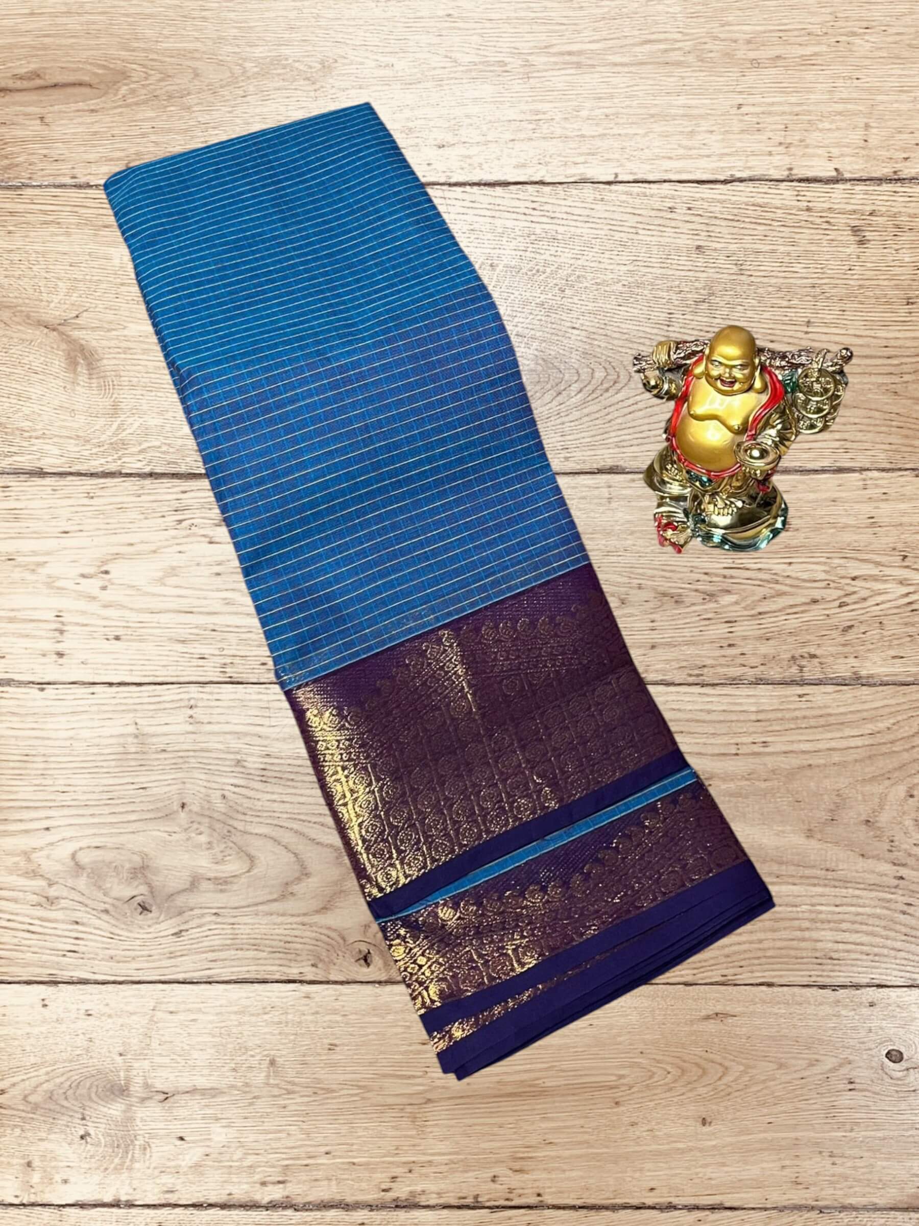 Kanchi Cotton Saree in Blue & Indigo