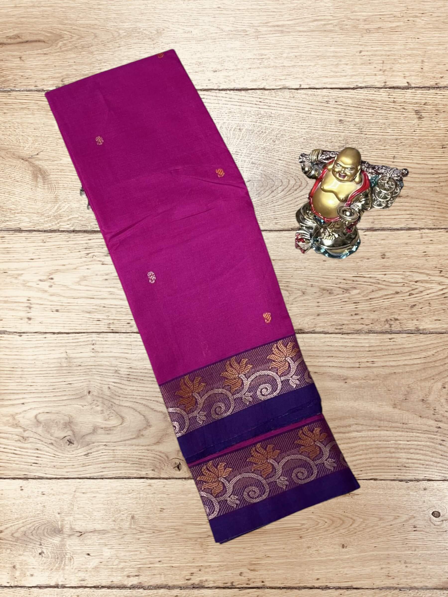 Kanchi Cotton Saree in Magenta & Dark-Purple