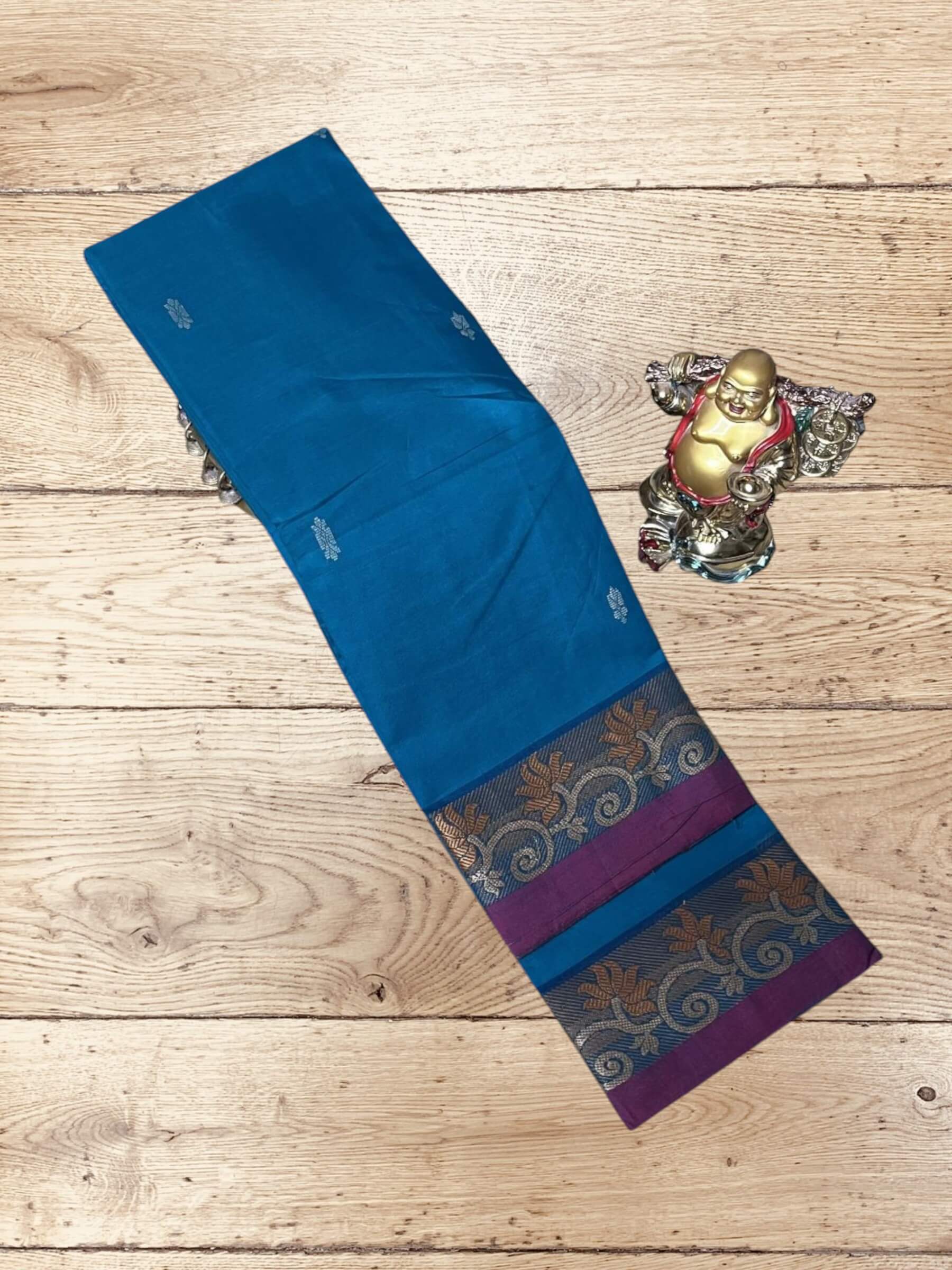 Kanchi Cotton Saree in Navy-Blue & Deep-Blue