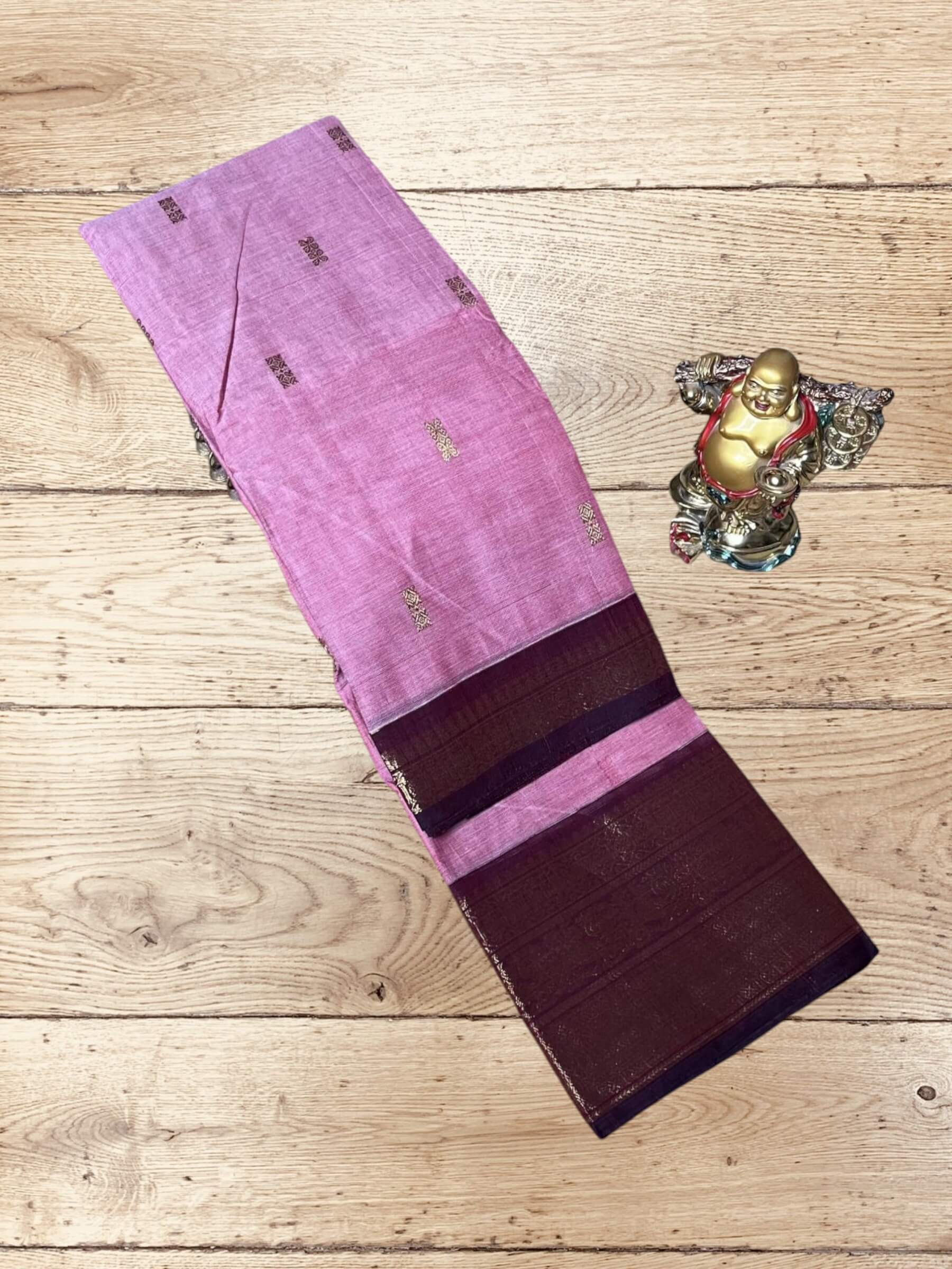 Kanchi Cotton Saree in Light-Pink & Dark-Purple
