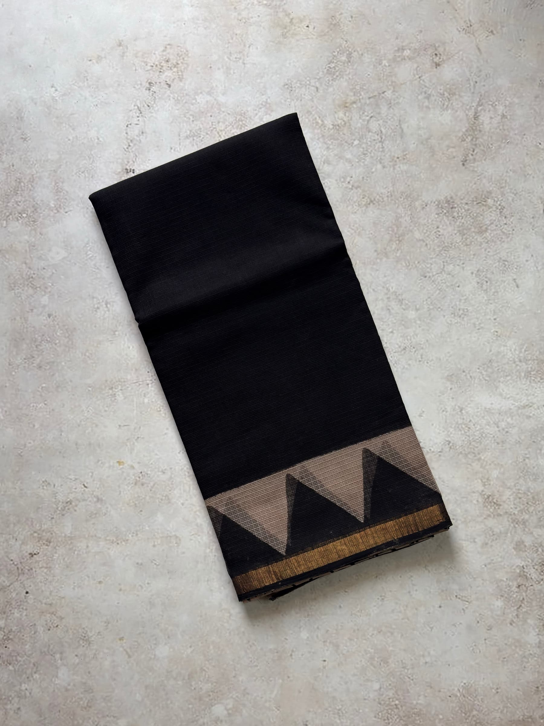 Kota Doria saree with geometric hand block print border