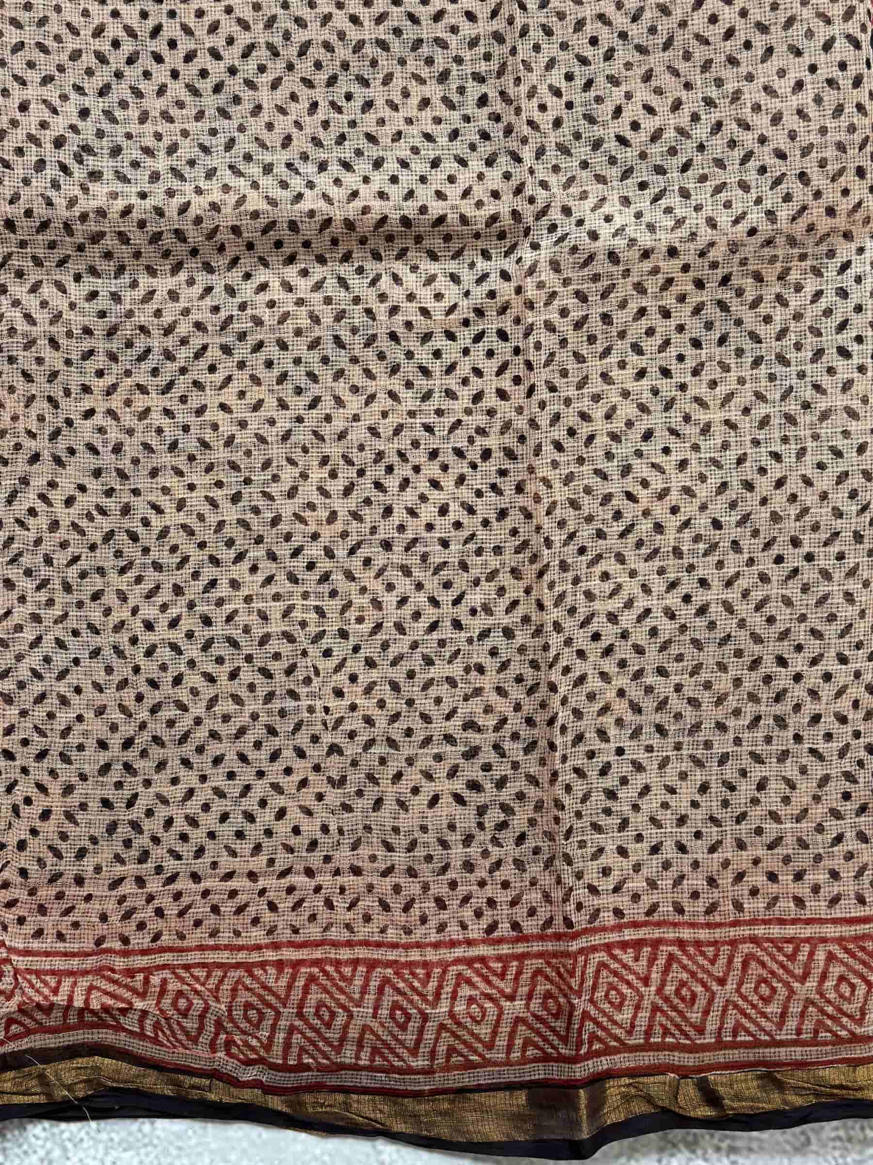 Hand Block Printed Bagh Kota Doria Saree in Black