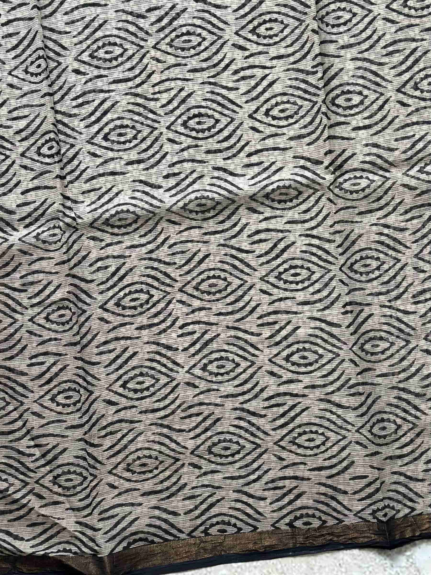 Hand Block Printed Kota Doria Saree in Rust Red