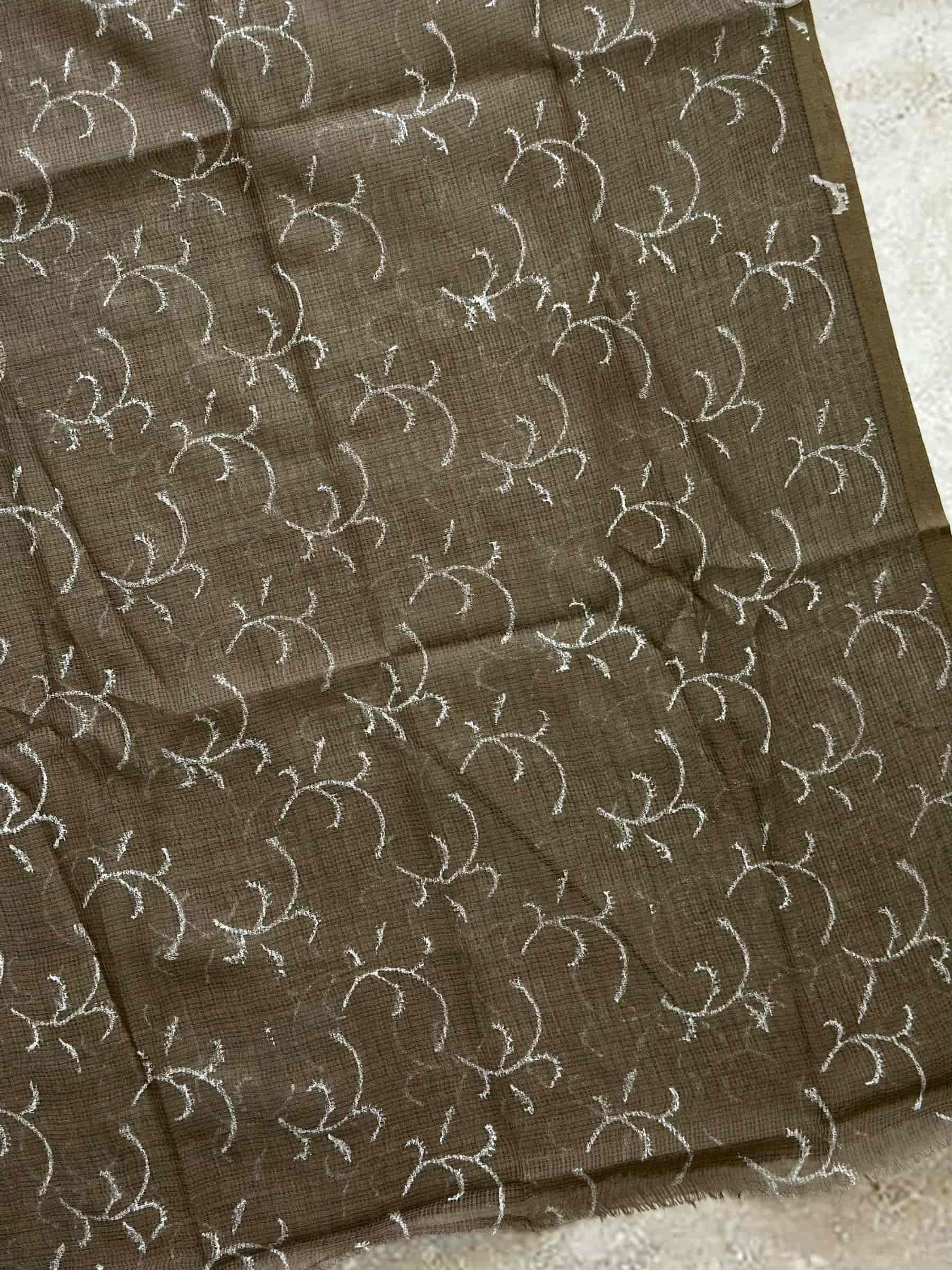 Hand Block Printed Kota Doria Saree in Coral Red