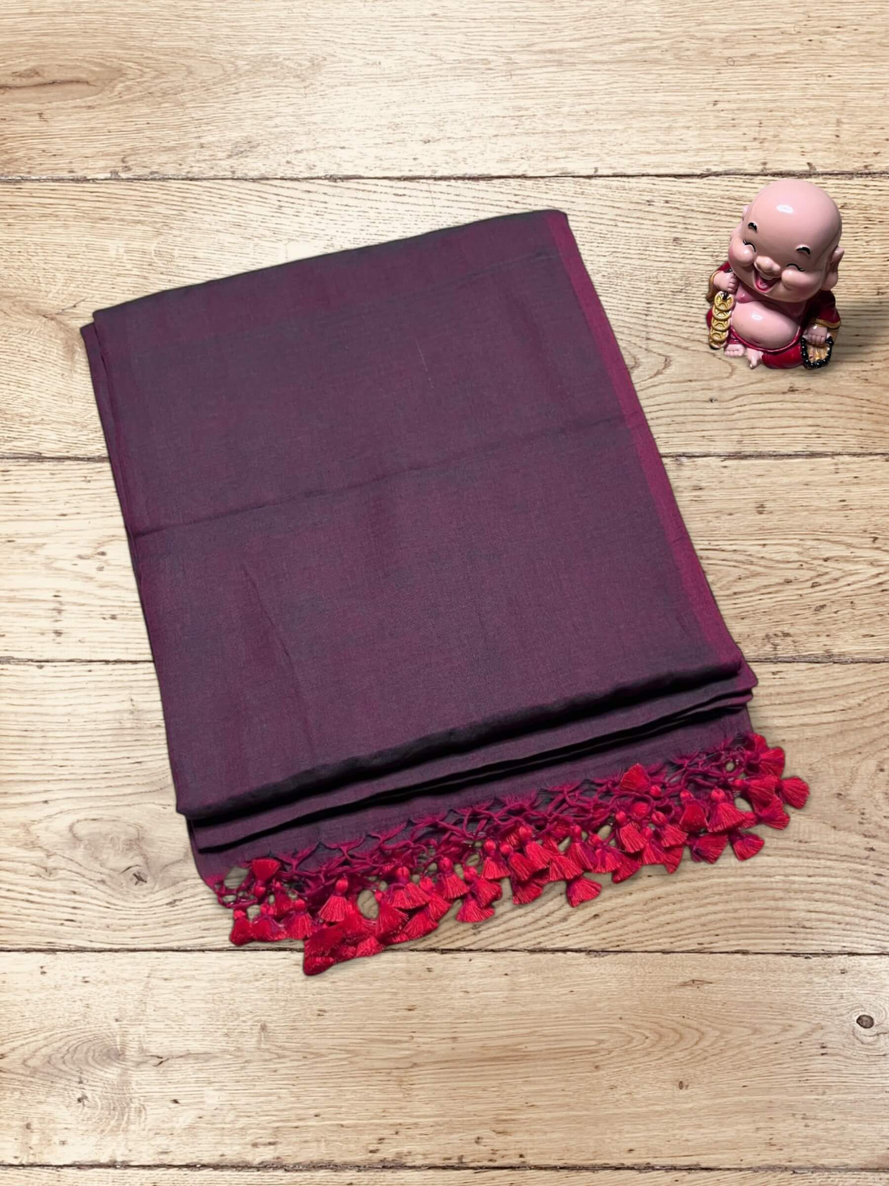 Handloom Mul Cotton Saree in Purple