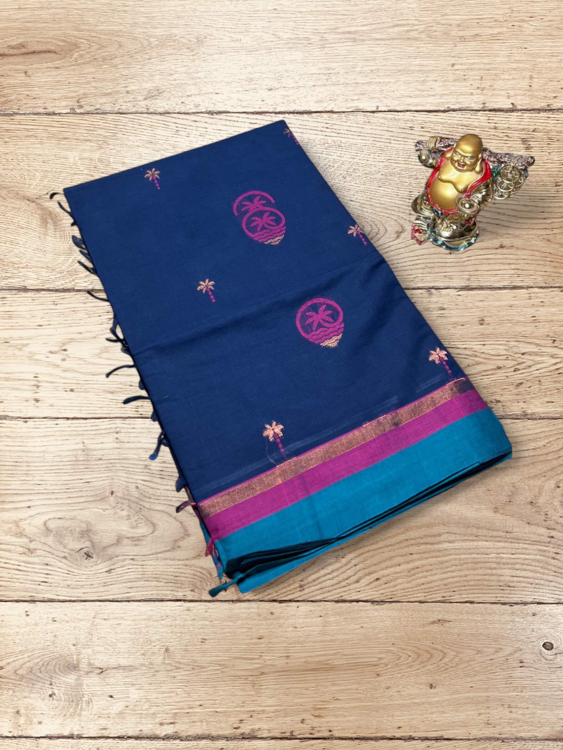 Handloom Negamam Cotton Saree in Dark Blue