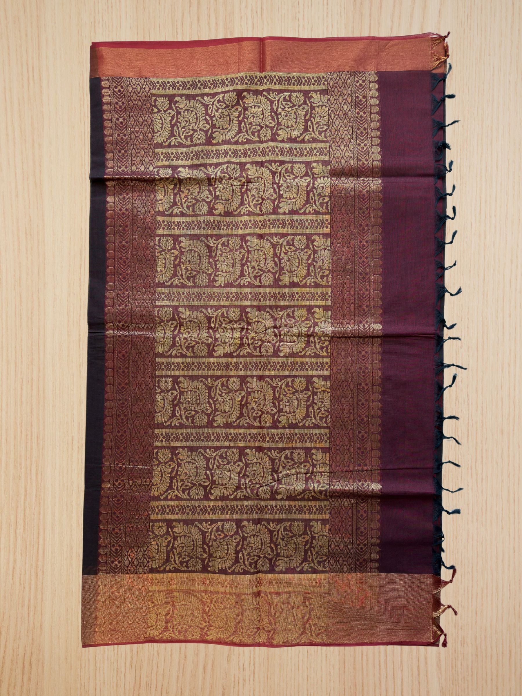 Handloom Negamam Cotton Saree in Dark Blue