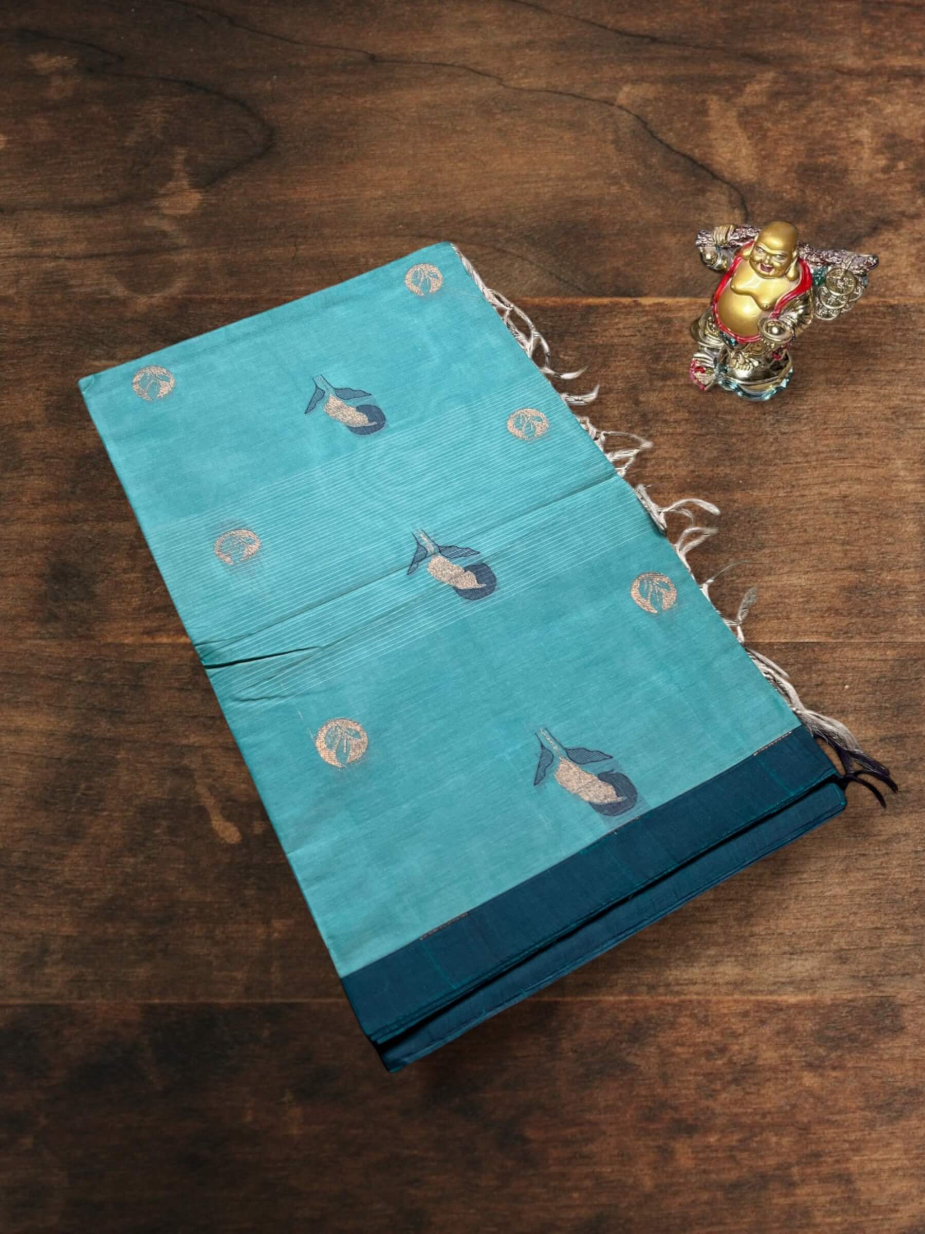 Handloom Negamam Cotton Saree in Light Blue