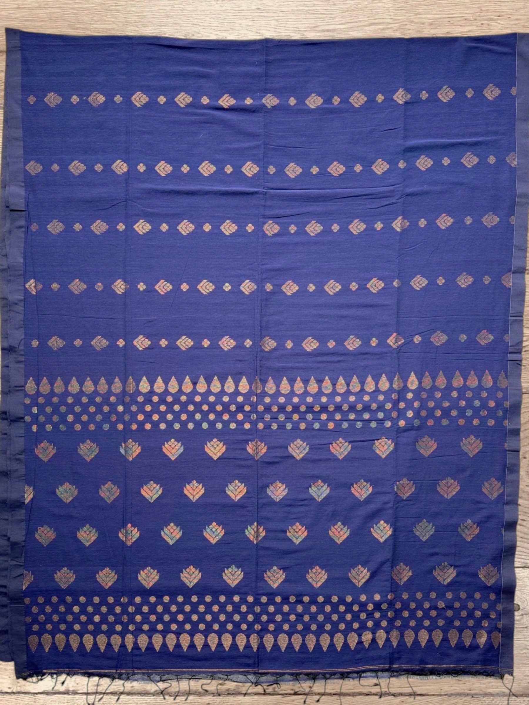 Organic Linen Saree in Blue
