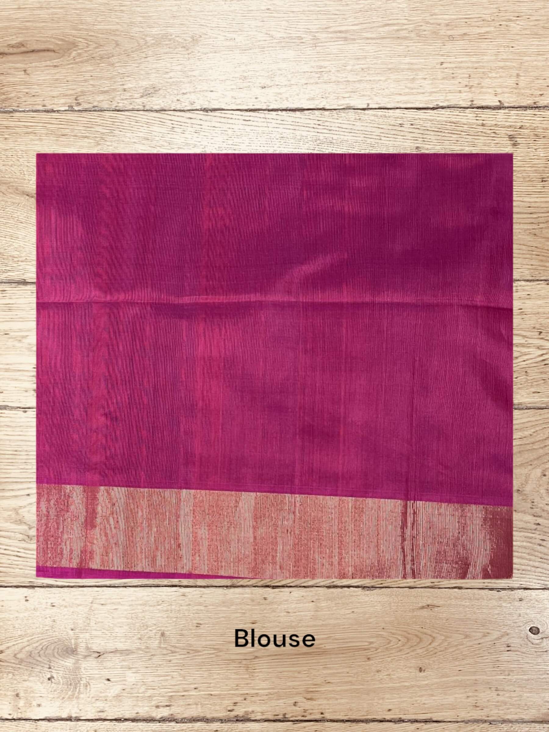 Handloom Pochampally Silk Cotton Saree in Rich-Blue & Pinkish-Red