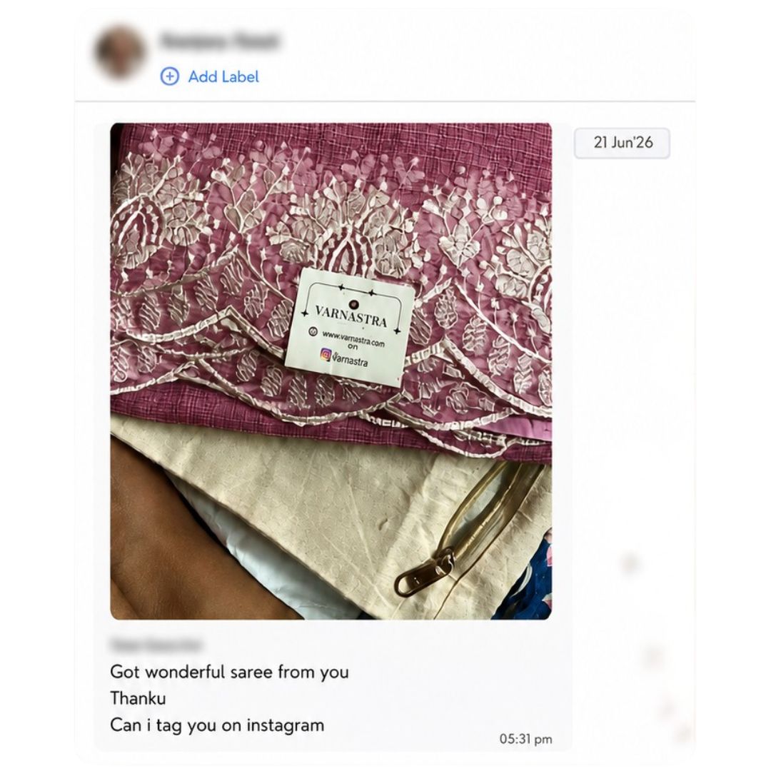 Varnastra customer feedback after receiving a saree