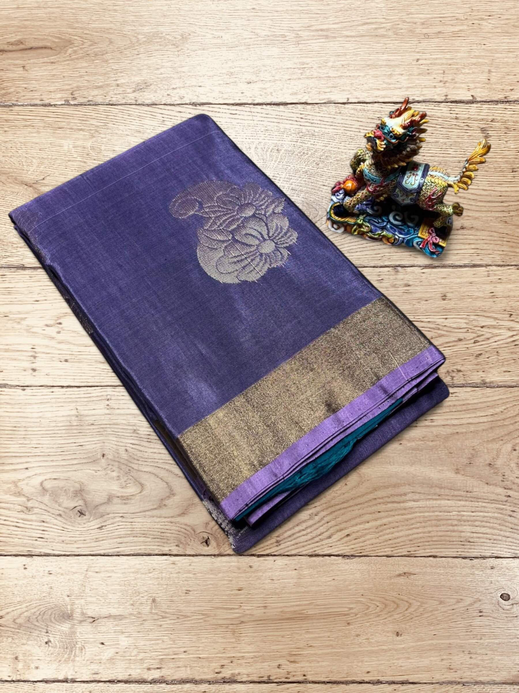 Handloom Silk Cotton Saree in Dusky Purple