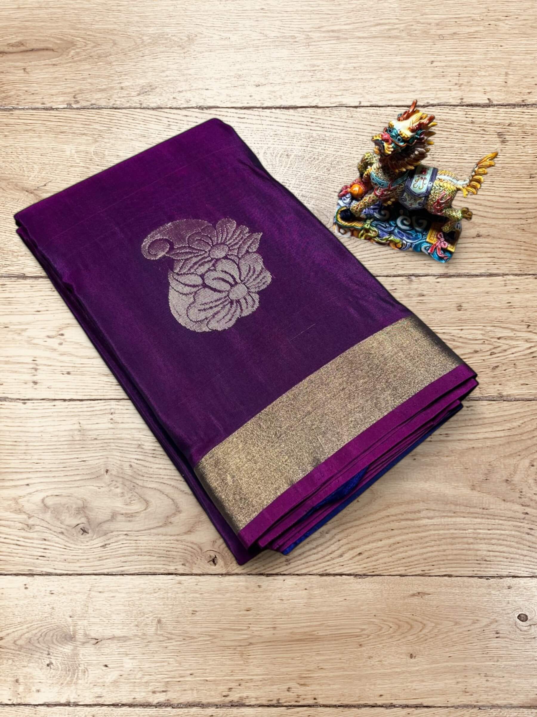 Handloom Silk Cotton Saree in Rich Purple