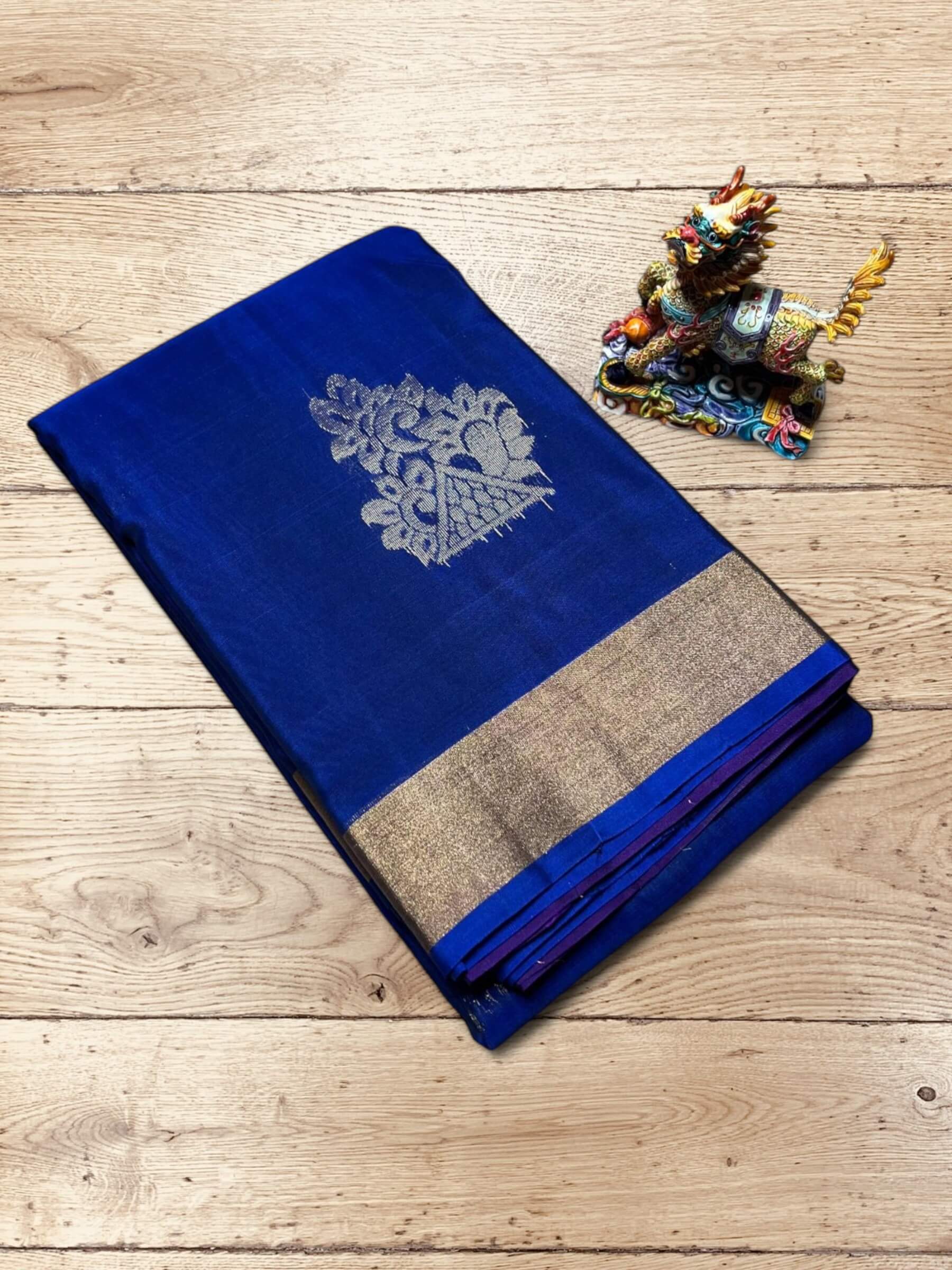 Handloom Silk Cotton Saree in Royal Blue