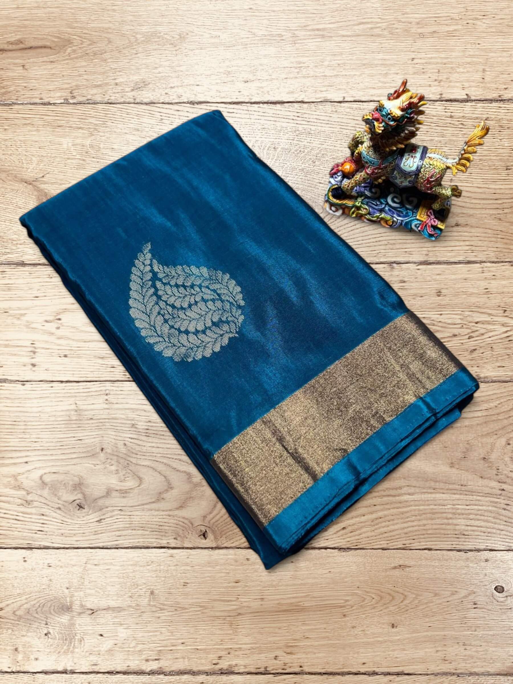 Handloom Silk Cotton Saree in Teal