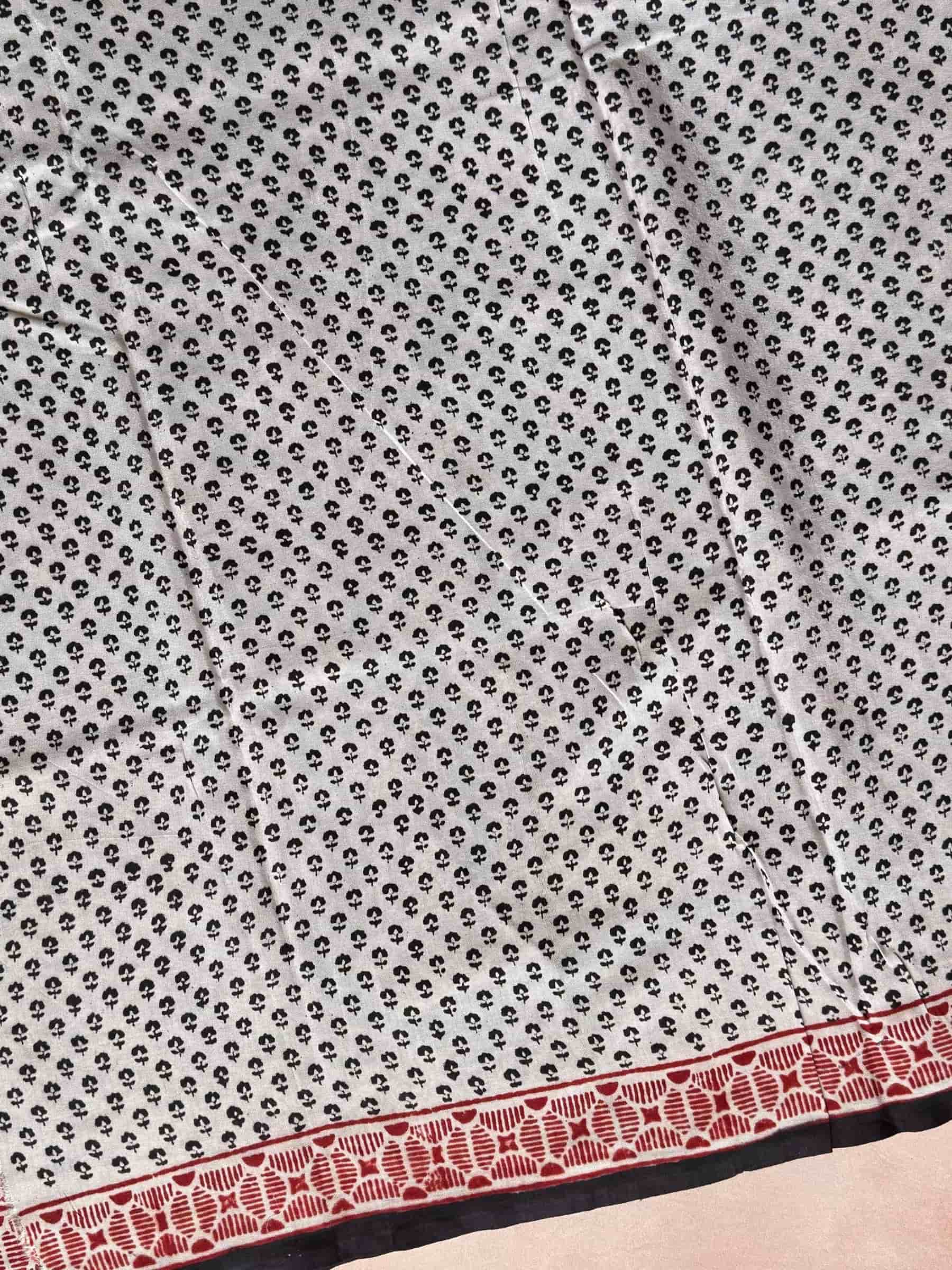 Black and Red Bagh Hand Block Printed Banana Silk Cotton Saree